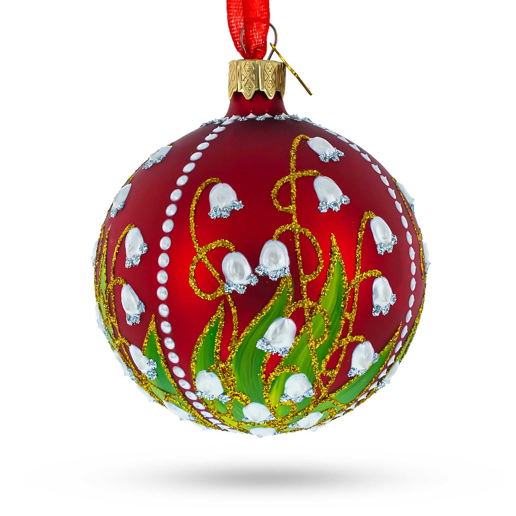 1898 Lilies of the Valley Royal Glass Ball Christmas Ornament 3.25 Inches Christmas Ornaments > Royal La Vie Bien 1898 Lilies of the Valley Royal Glass Ball Christmas Ornament 3.25 Inches