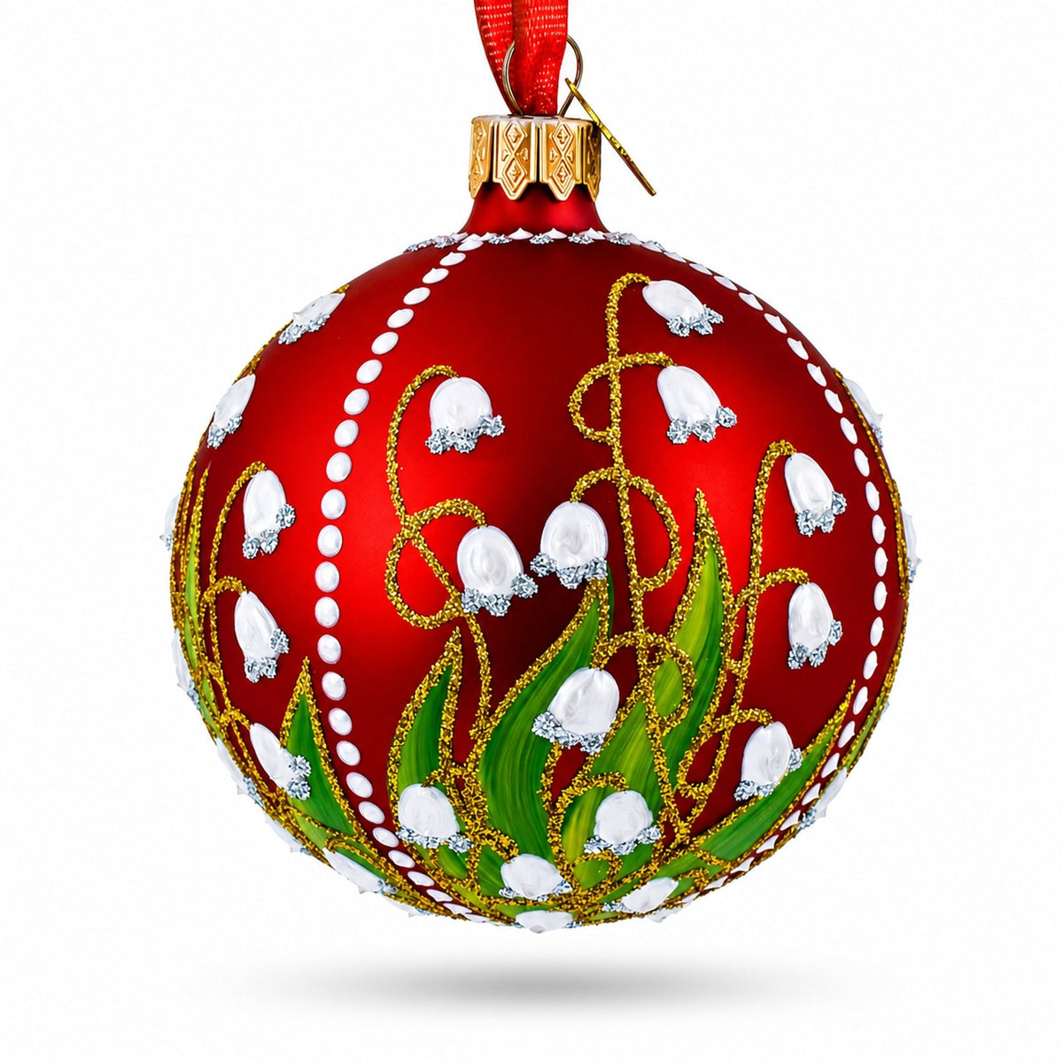1898 Lilies of the Valley Royal Glass Ball Christmas Ornament 3.25 Inches Christmas Ornaments > Royal La Vie Bien 1898 Lilies of the Valley Royal Glass Ball Christmas Ornament 3.25 Inches