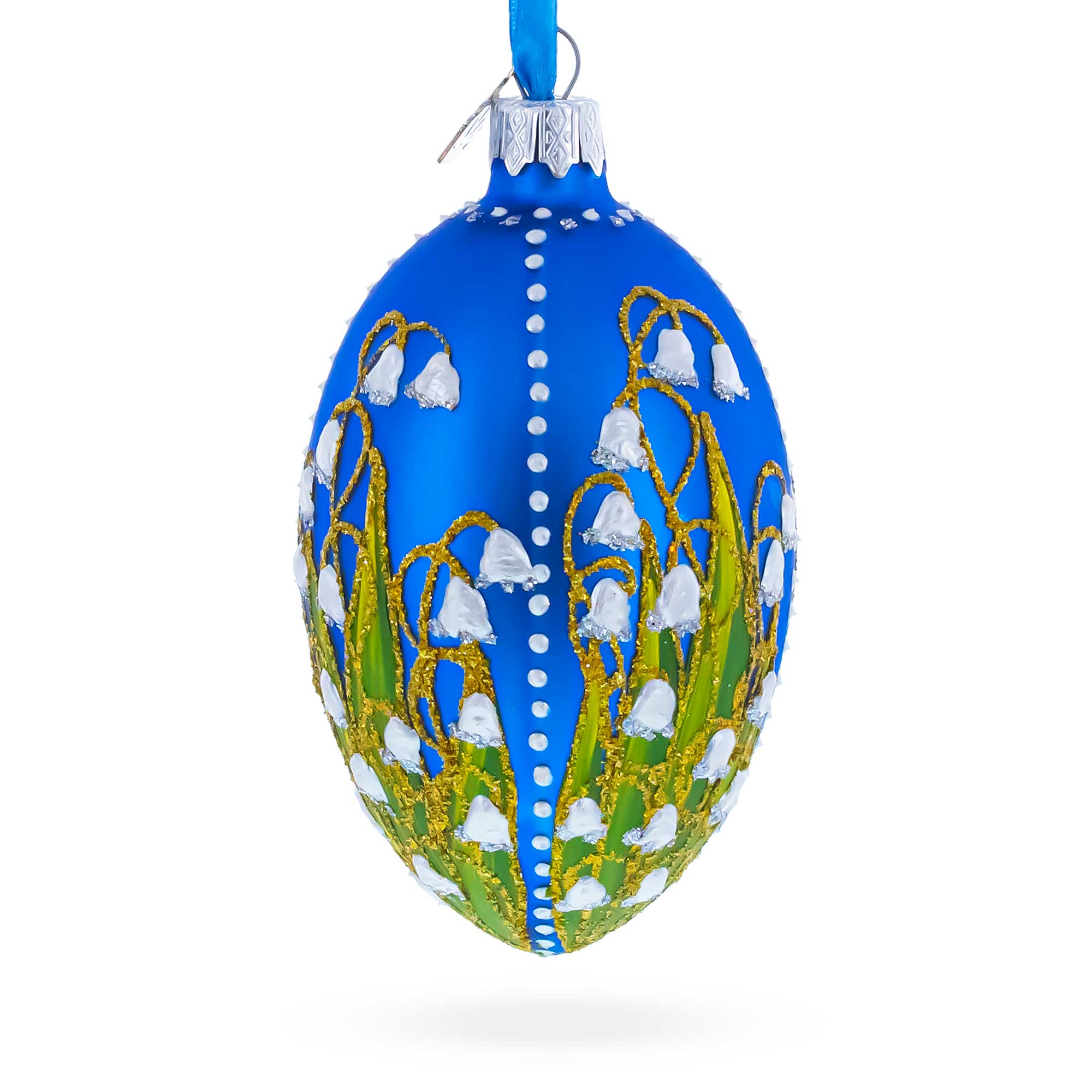 1898 Lilies of the Valley Royal in Blue Egg Glass Egg Christmas Ornament 4 Inches Christmas Ornaments > Royal La Vie Bien 1898 Lilies of the Valley Royal in Blue Egg Glass Egg Christmas Ornament 4 Inches