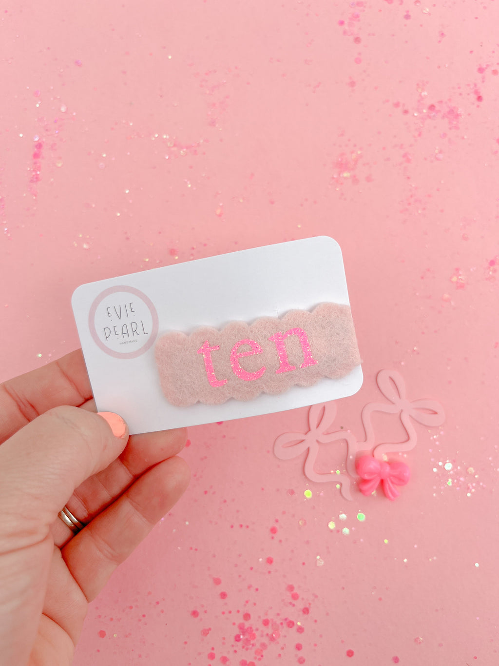 Ten Hot Pink Glitter Snap Clip