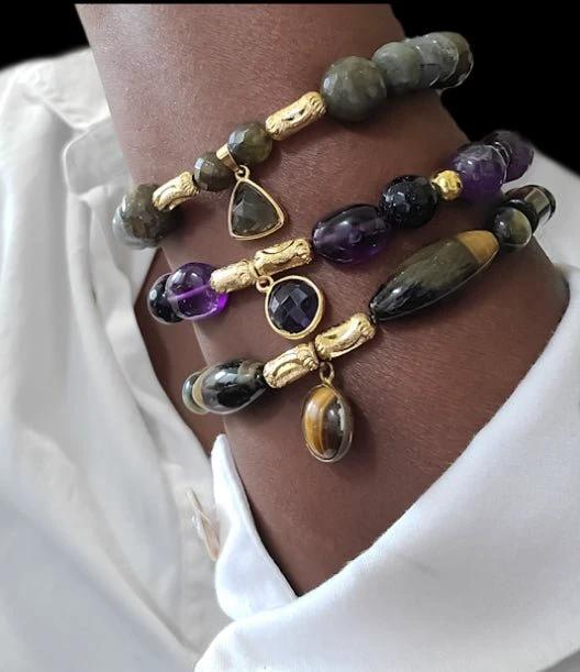 18k Gold plated Amethyst Bracelet by L.Signature Collection by L.Styles