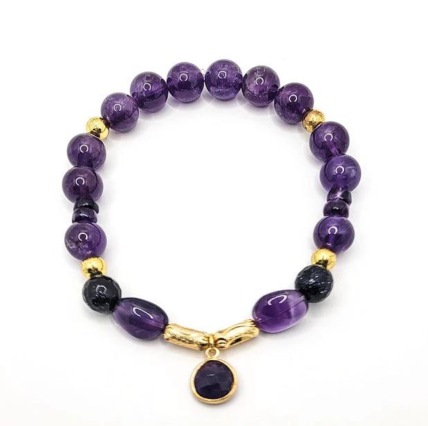 18k Gold plated Amethyst Bracelet by L.Signature Collection by L.Styles