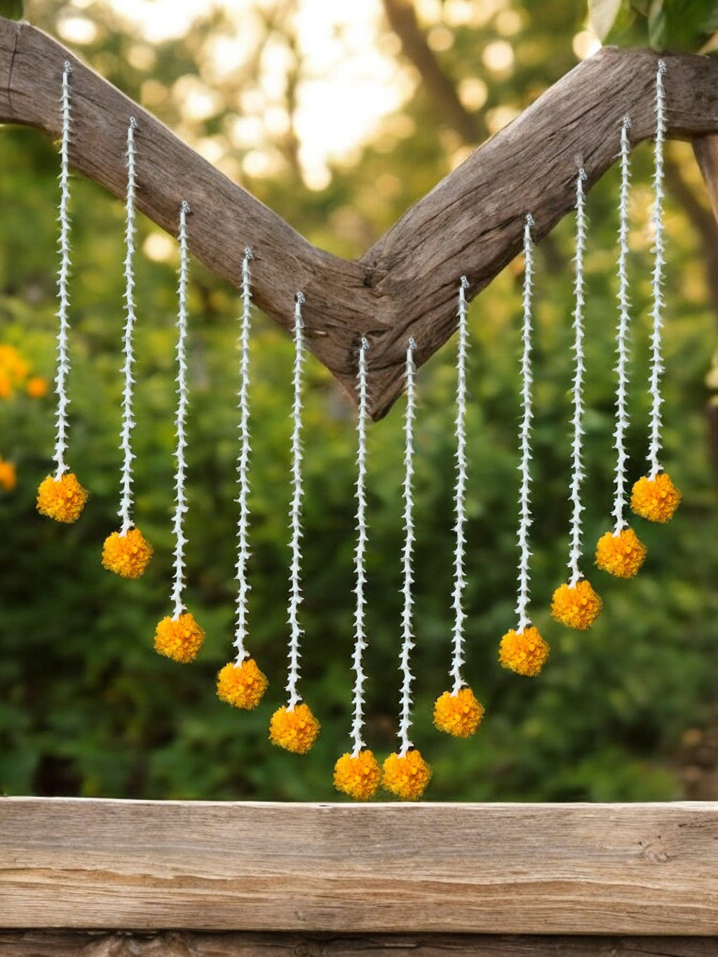 19" Long Marigold Malai Lari, Set of 12 Festive Decor La Vie Bien 19" Long Marigold Malai Lari, Set of 12