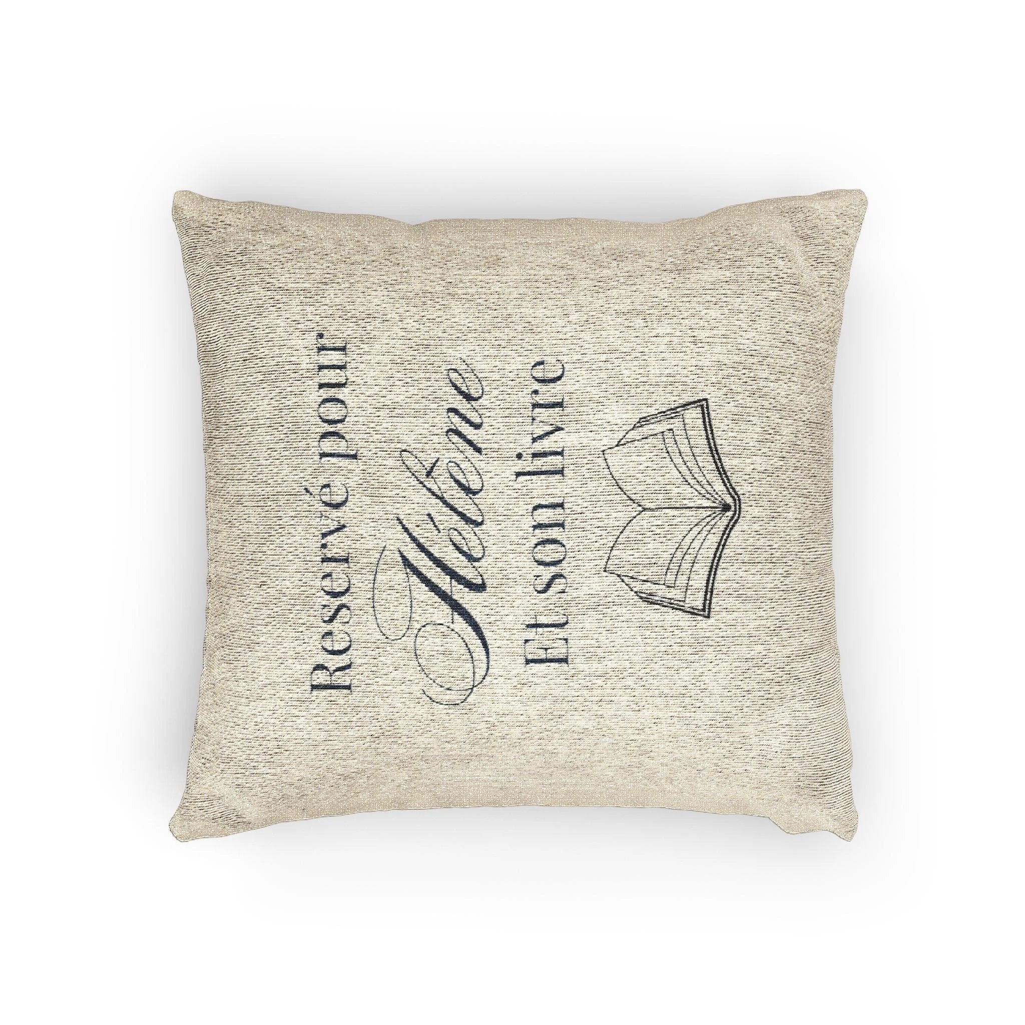 Réservé pour (nom) et son livre Woven Pillow, Book Lover Cross-Stitch Design by Printify