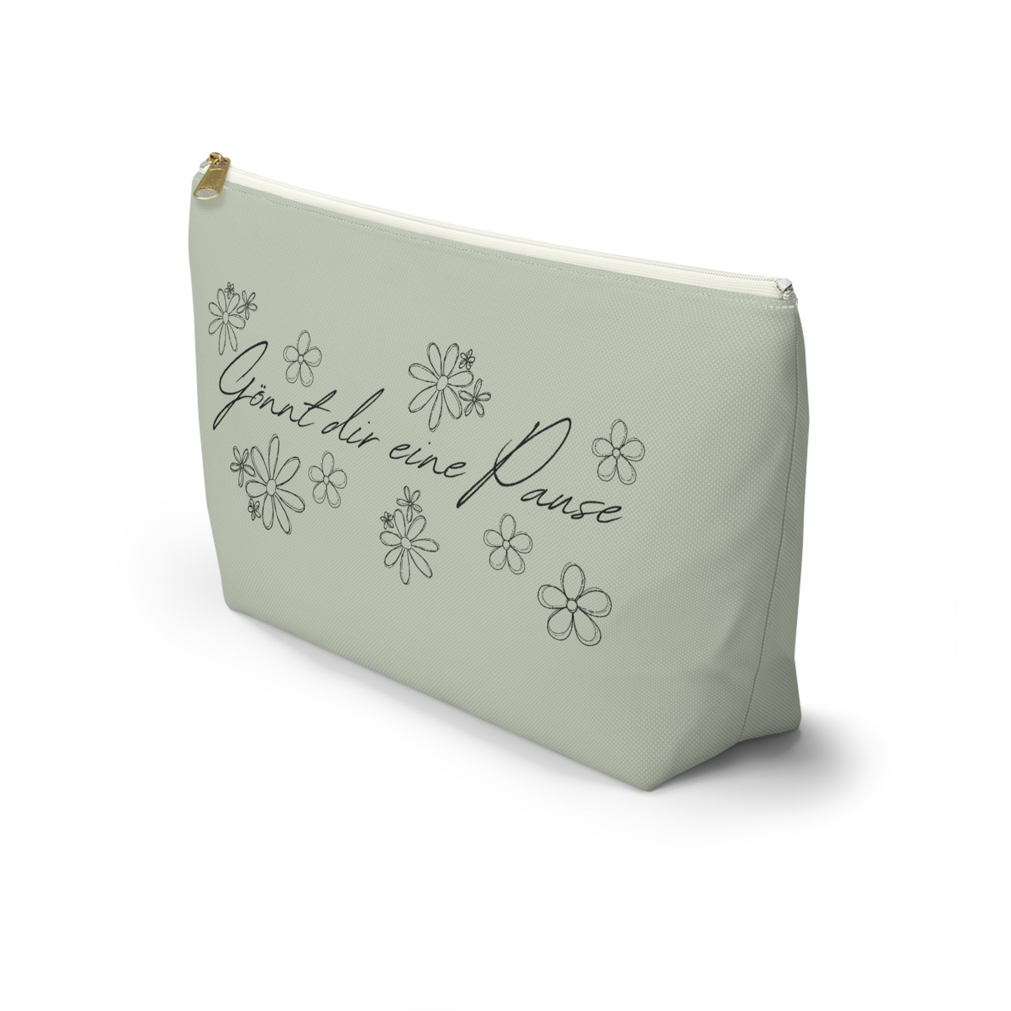 German mental health Accessory Pouch "Gönnt dir eine Pause" (Give yourself a break) Floral Makeup Bag, geschenk