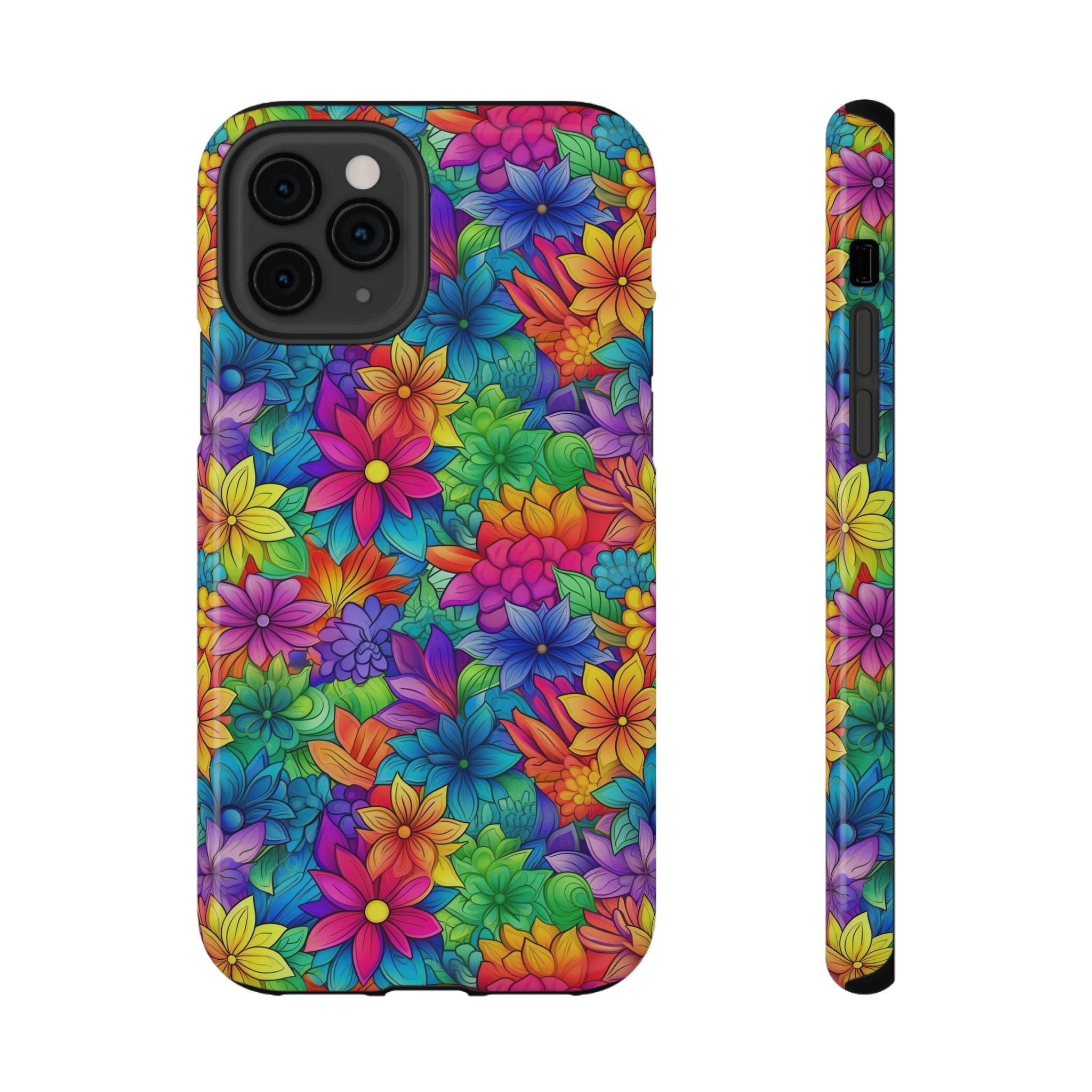 Bespattered Facade Bright Rainbow Flowers Impact-Resistant Case