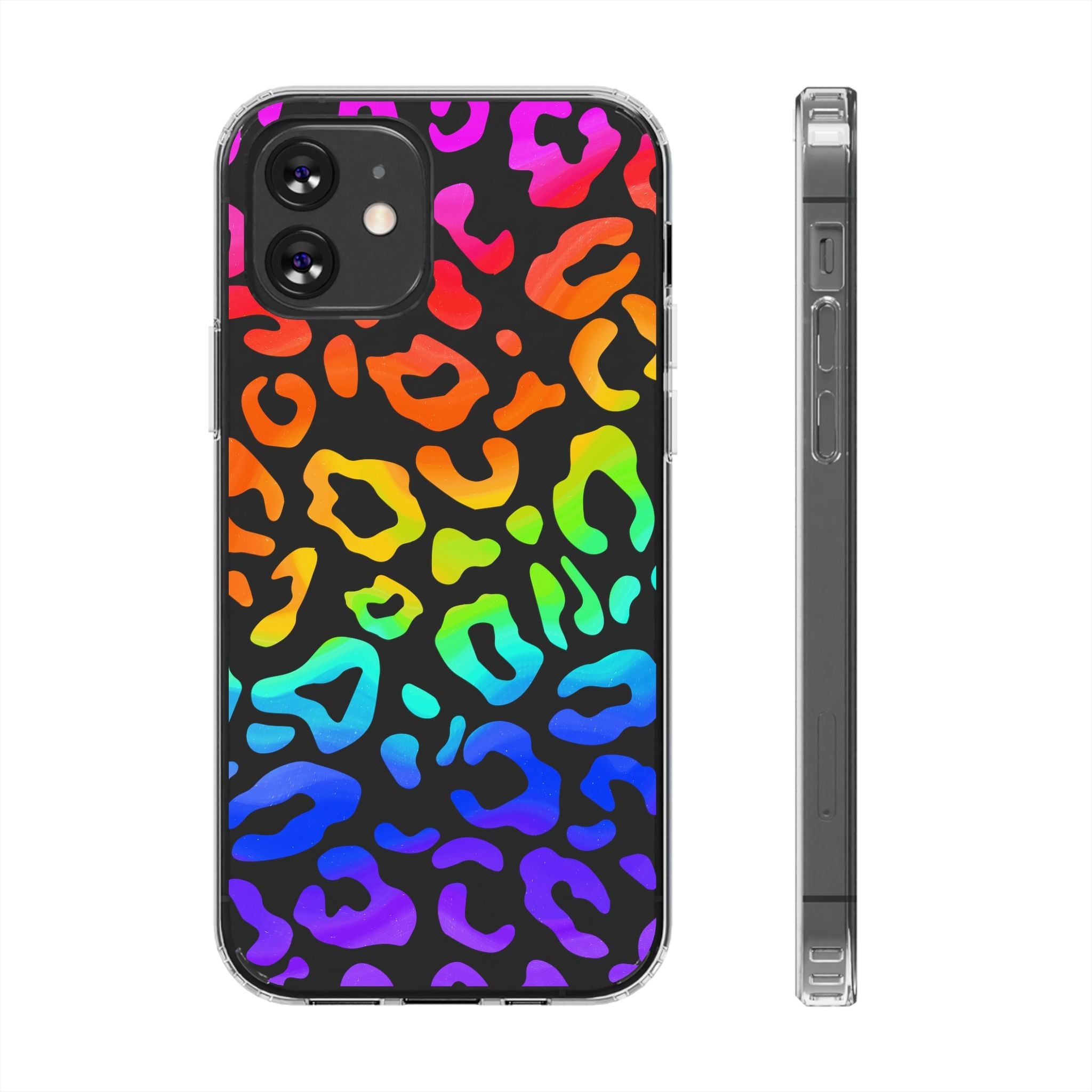 Bespattered Facade Watercolor Rainbow Leopard Clear Case