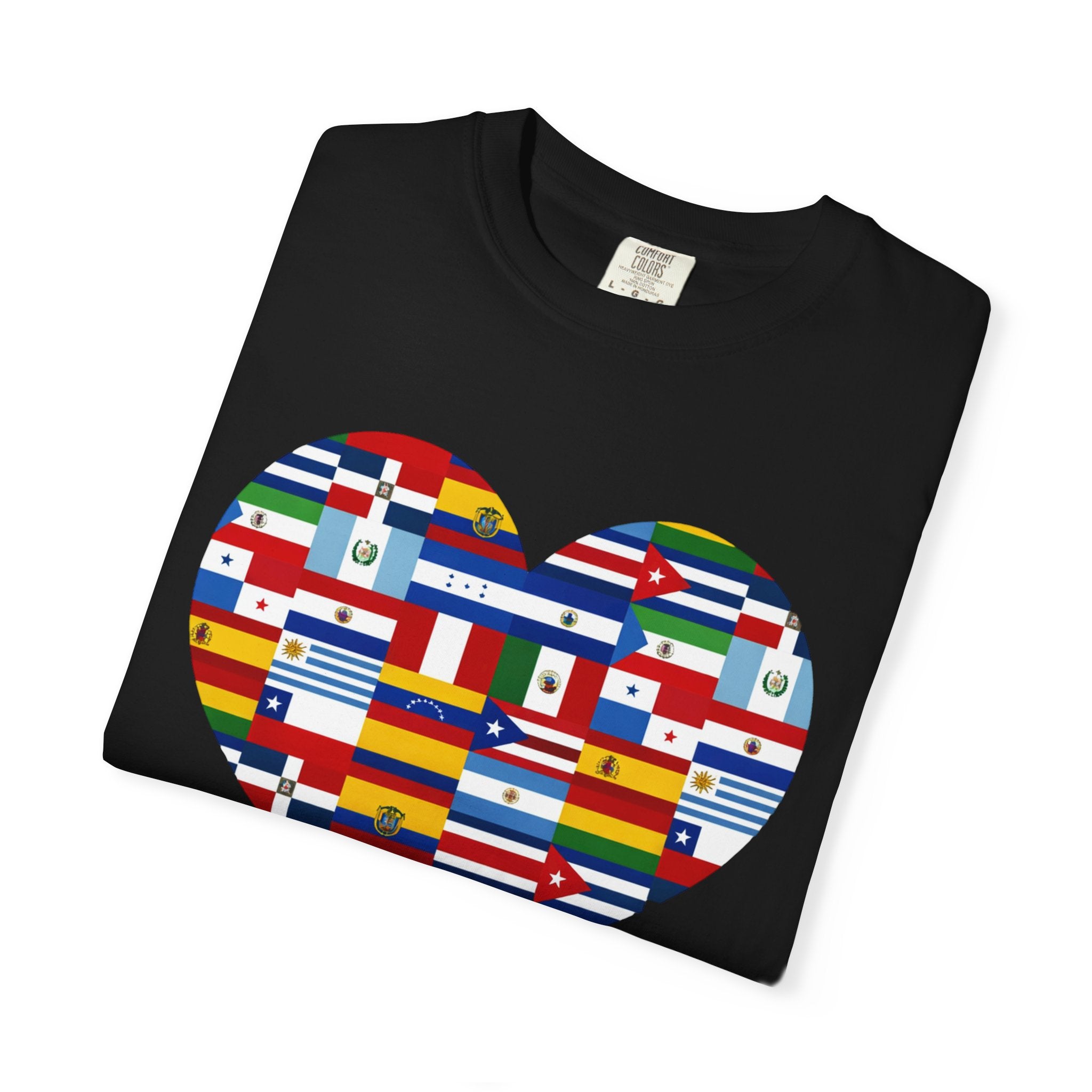 Hispanic / Latino Heritage Countries Heart T-shirt | Spanish Speaking Country Flags | Viral Latino Tees | Unisex