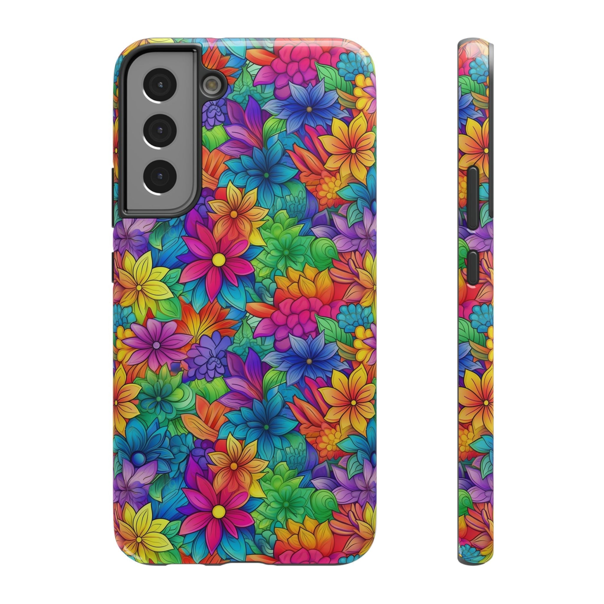 Bespattered Facade Bright Rainbow Flowers Impact-Resistant Case