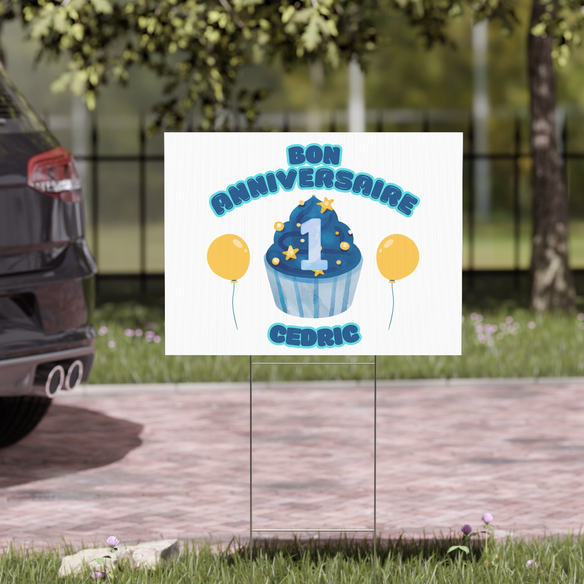 Bon Anniversaire Customized Birthday Yard Sign