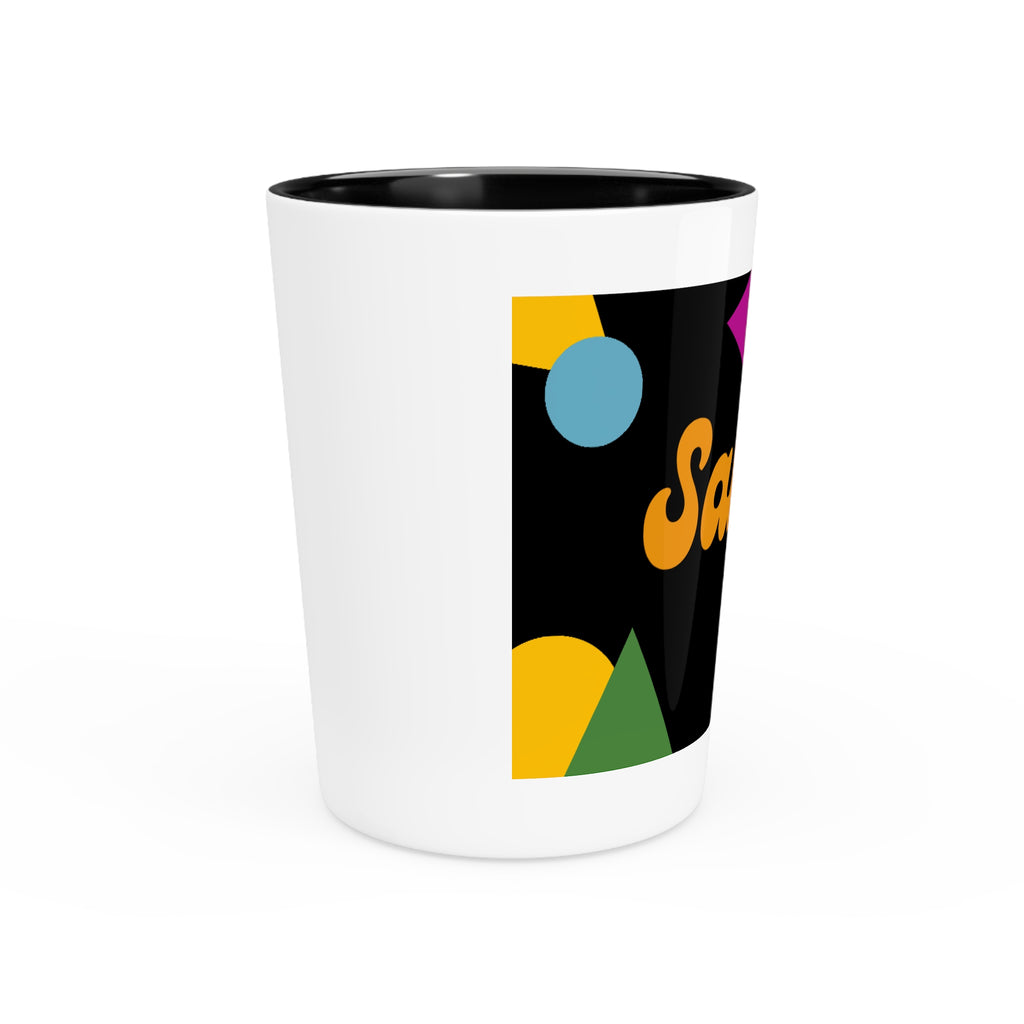 Salud! Confetti Pattern Shot Glass | Colorful Fiesta Party Drinkware