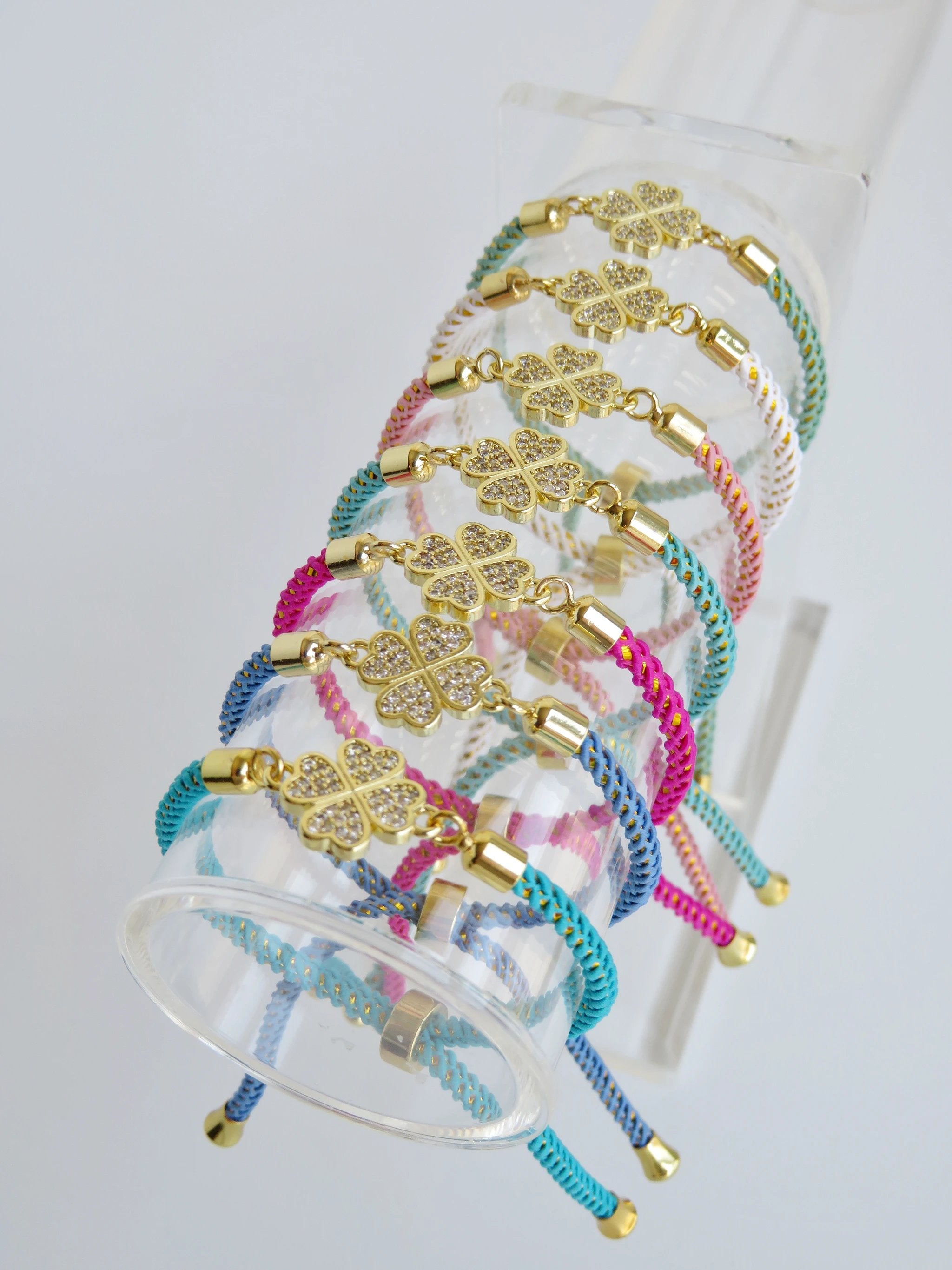 Heart Clover Bracelet - Adjustable Braided Cord by Curated By Suarez