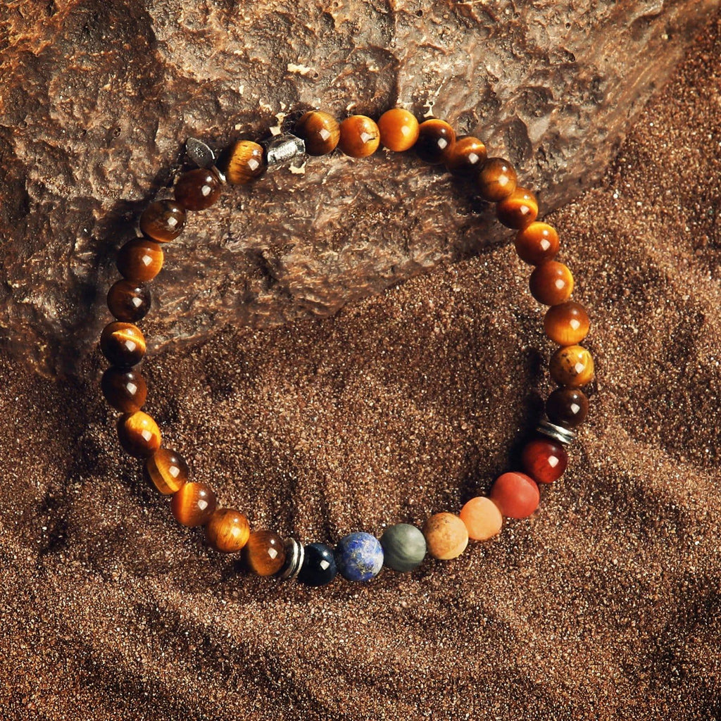 Serene Fearlessness - Tiger's Eye Matte Jasper Chakra Bracelet by Karma and Luck