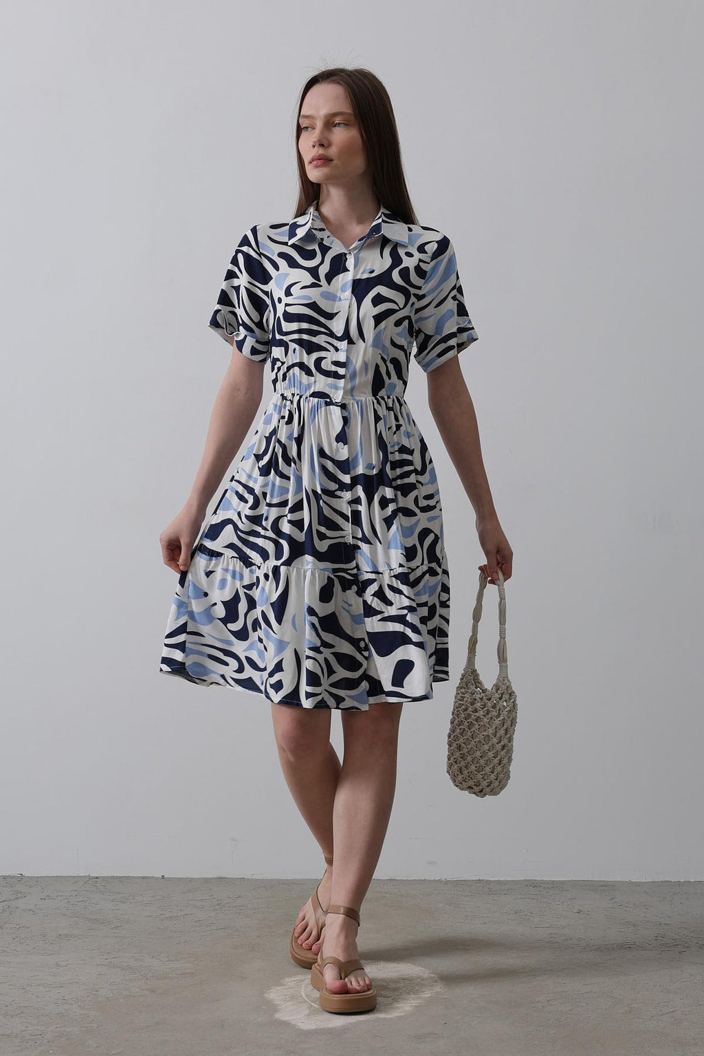 Rey Printed Dress — Multicolor Abstract