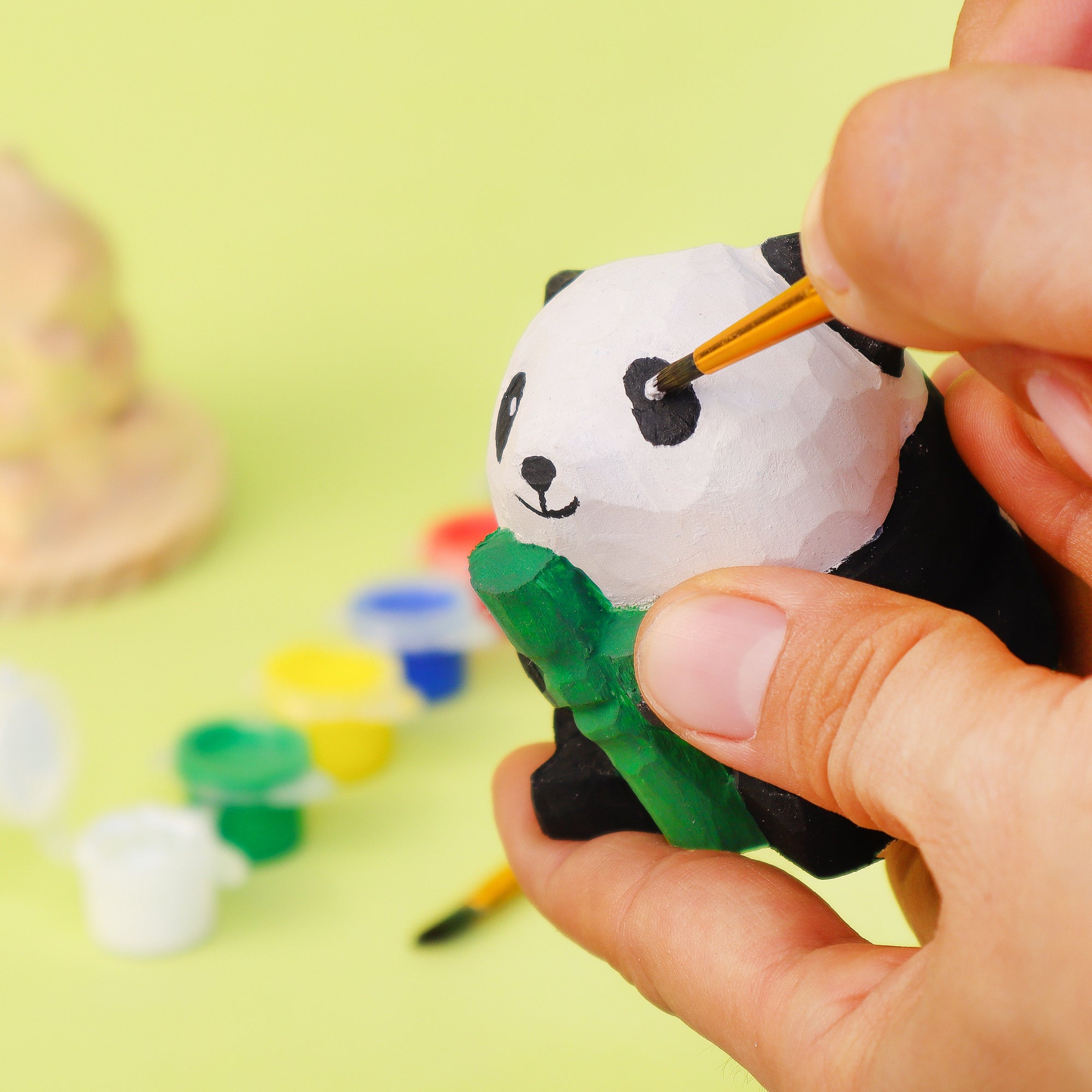 Paint Your Own Wooden Panda Kit – Hand-Carved DIY Painting Craft with Accessories, Cute Decor for Panda Lovers