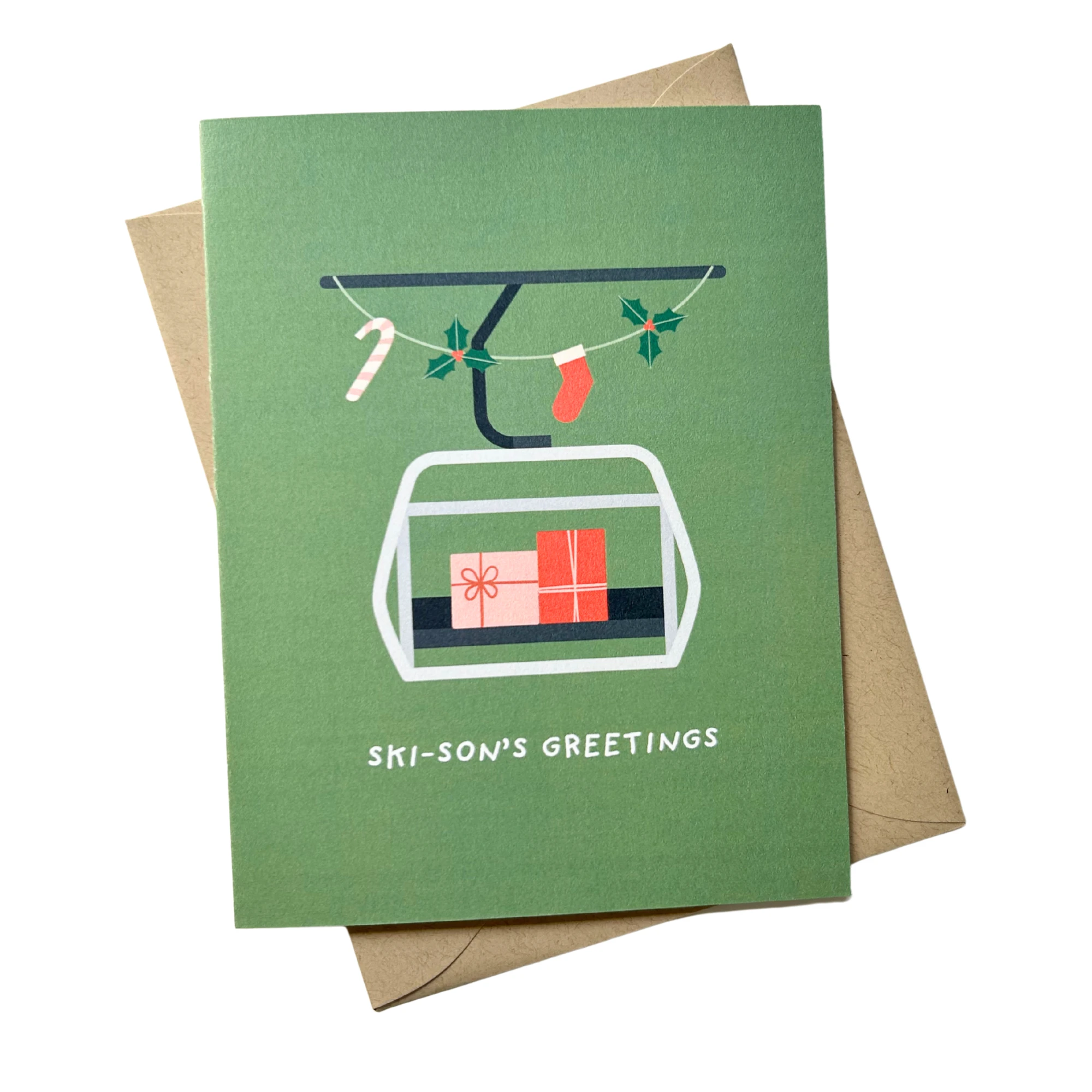 Ski-sons Greetings Christmas Card – Funny Ski-Themed Holiday Greeting by Five Dot Post