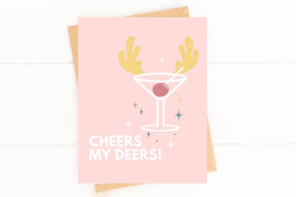 Cheers My Deers Cocktail Holiday Card
