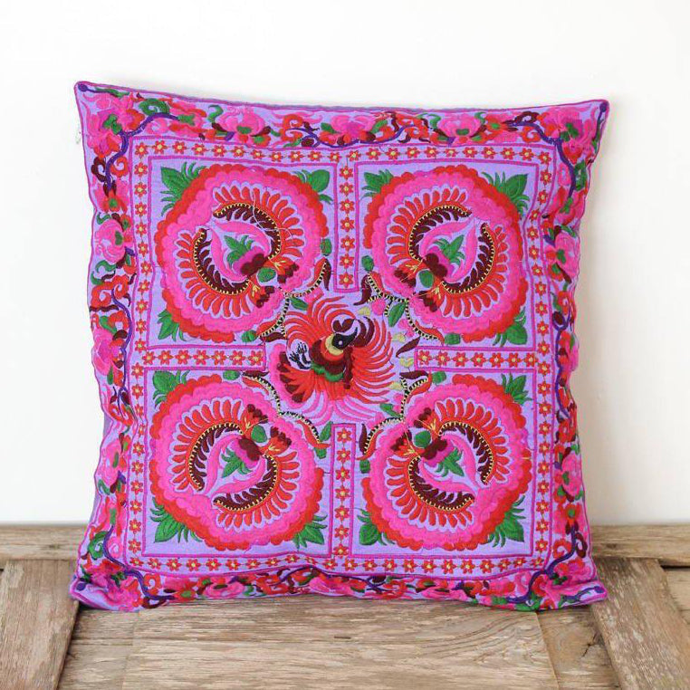 Hmong Bird Embroidered Pillow Cover - Thailand