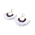 Half Moon Tassel Earrings with Wax String - Thailand