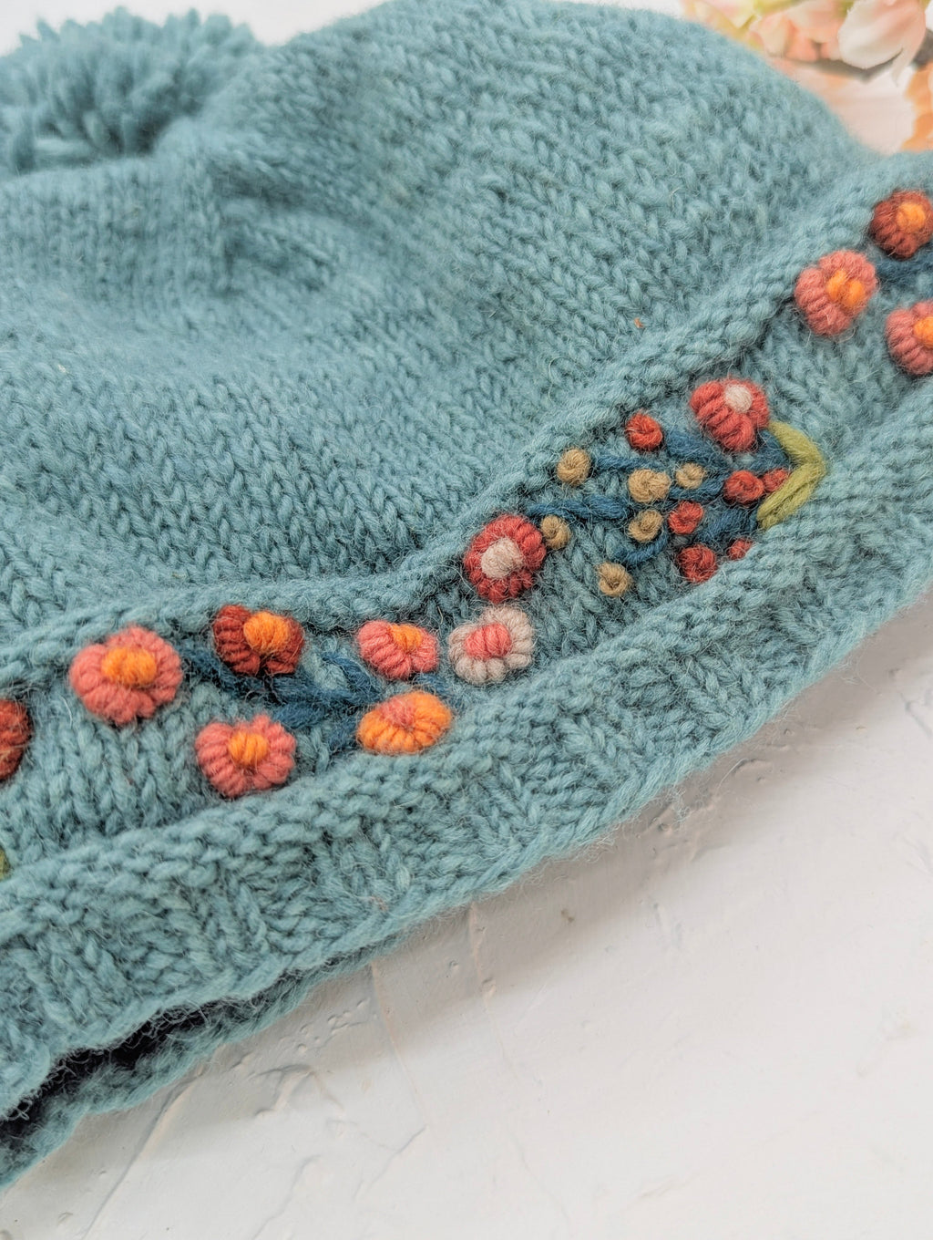 Mathilde Wool Knit Embroidered Hat