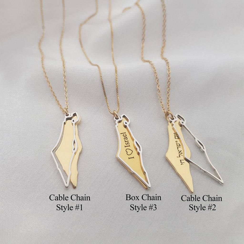 2 Layers Israel Map Necklace La Vie Bien 2 Layers Israel Map Necklace