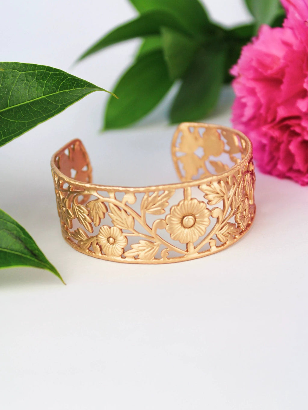 Floral Filigree Cuff Bracelet by Ash & Rose