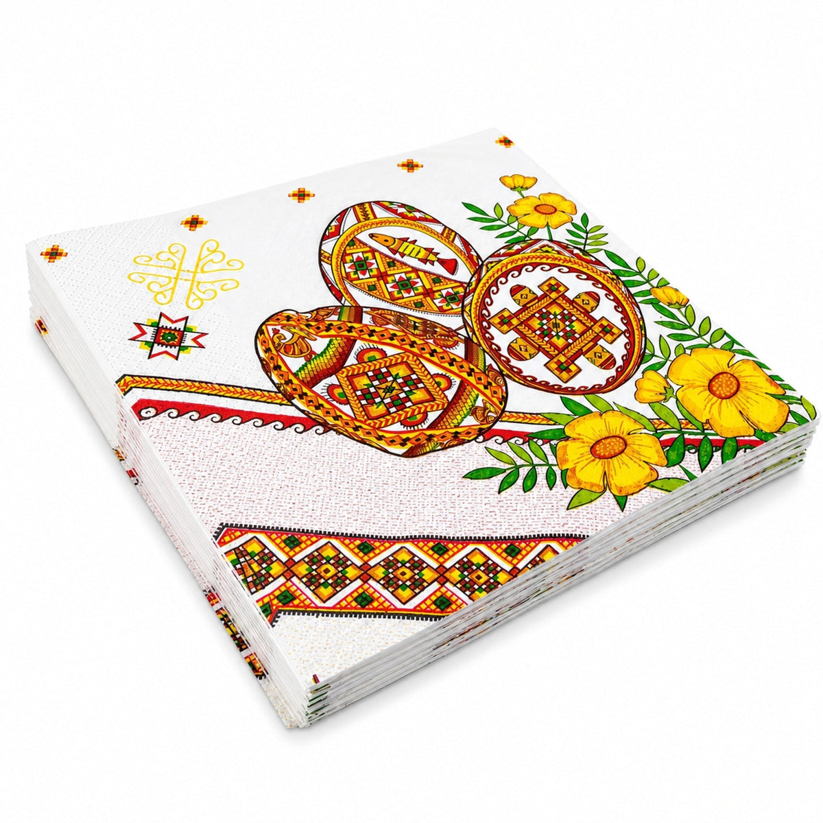 20 Pack of Ukrainian Paper Napkins 3-ply Easter Eggs Pysanky - Folded 6.5 x 6.5 Inches Easter > Tableware La Vie Bien 20 Pack of Ukrainian Paper Napkins 3-ply Easter Eggs Pysanky - Folded 6.5 x 6.5 Inches