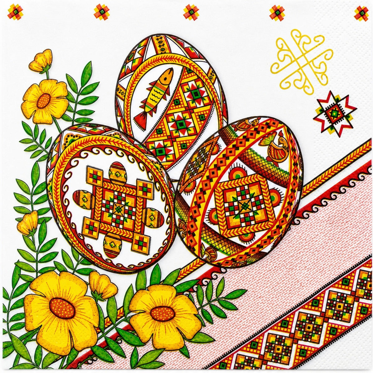 20 Pack of Ukrainian Paper Napkins 3-ply Easter Eggs Pysanky - Folded 6.5 x 6.5 Inches Easter > Tableware La Vie Bien 20 Pack of Ukrainian Paper Napkins 3-ply Easter Eggs Pysanky - Folded 6.5 x 6.5 Inches