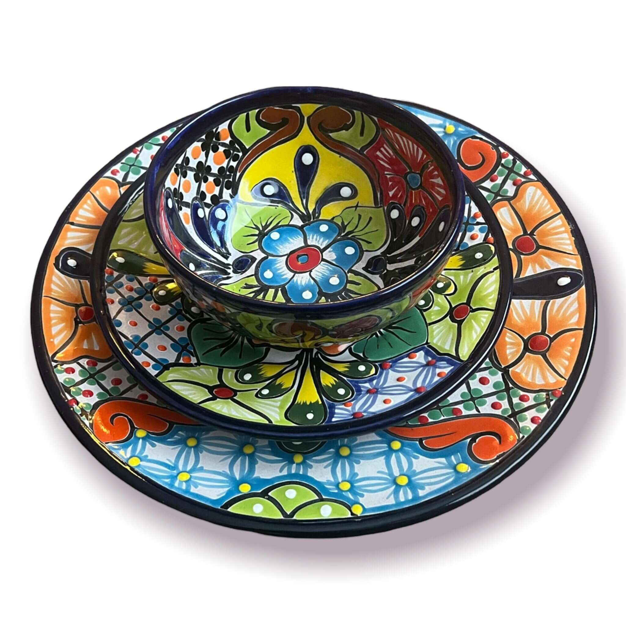 20 - Piece Talavera Dinnerware Set | Handmade Floral Tableware (Seats 6) Talavera Dinnerware Set La Vie Bien 20 - Piece Talavera Dinnerware Set | Handmade Floral Tableware (Seats 6)