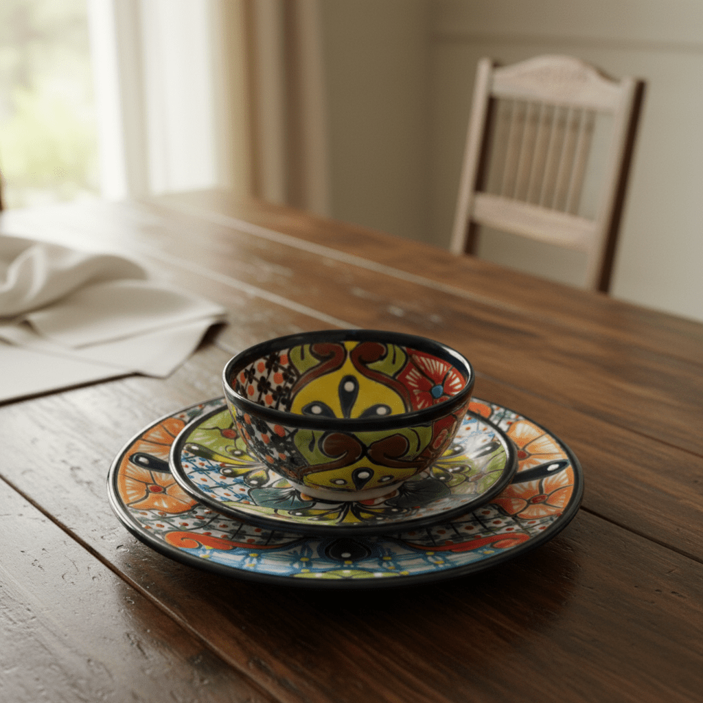20 - Piece Talavera Dinnerware Set | Handmade Floral Tableware (Seats 6) Talavera Dinnerware Set La Vie Bien 20 - Piece Talavera Dinnerware Set | Handmade Floral Tableware (Seats 6)