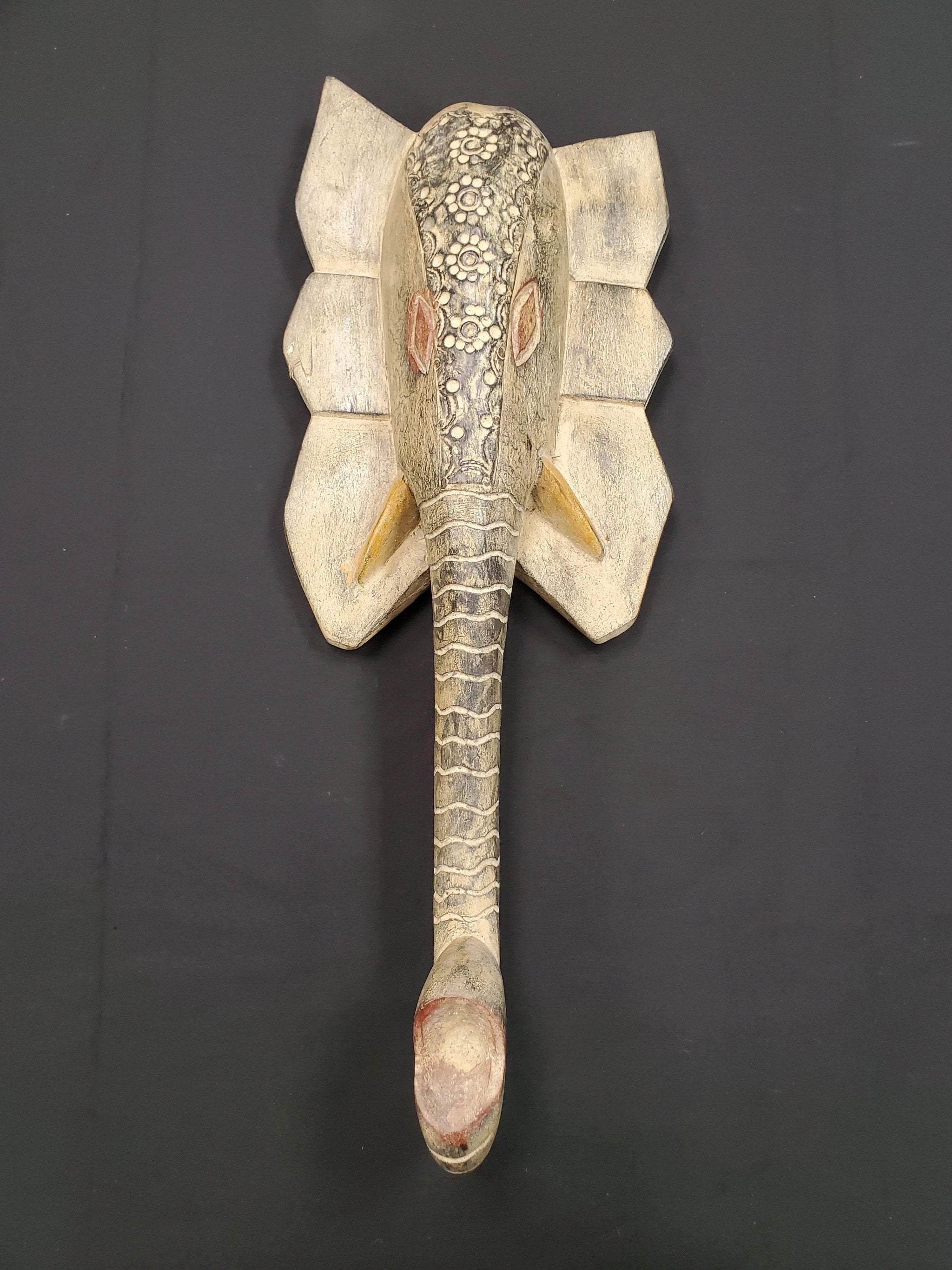 Hand Carved African Elephant Mask, Made in Ghana by World Peaces