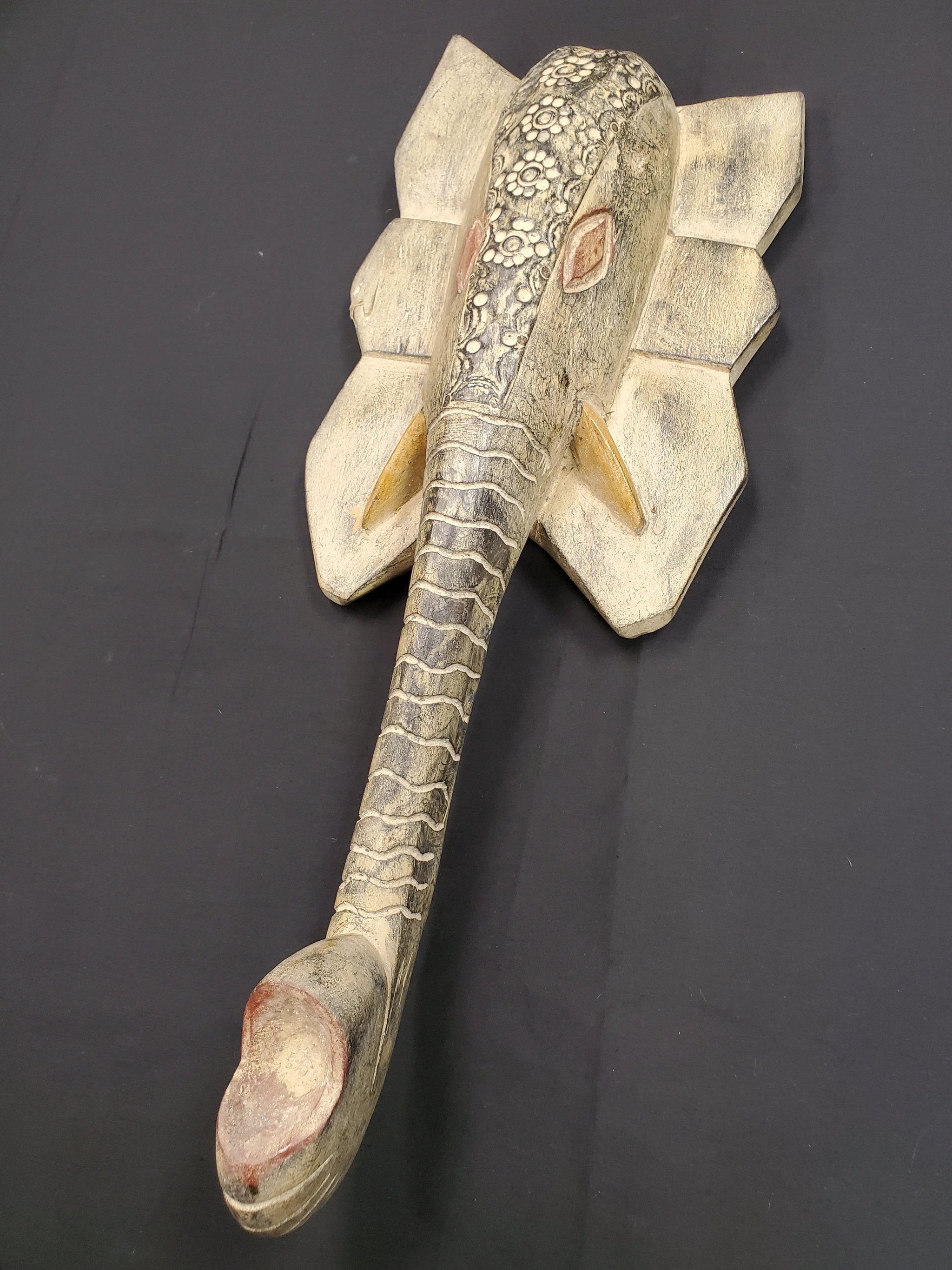 Hand Carved African Elephant Mask, Made in Ghana by World Peaces