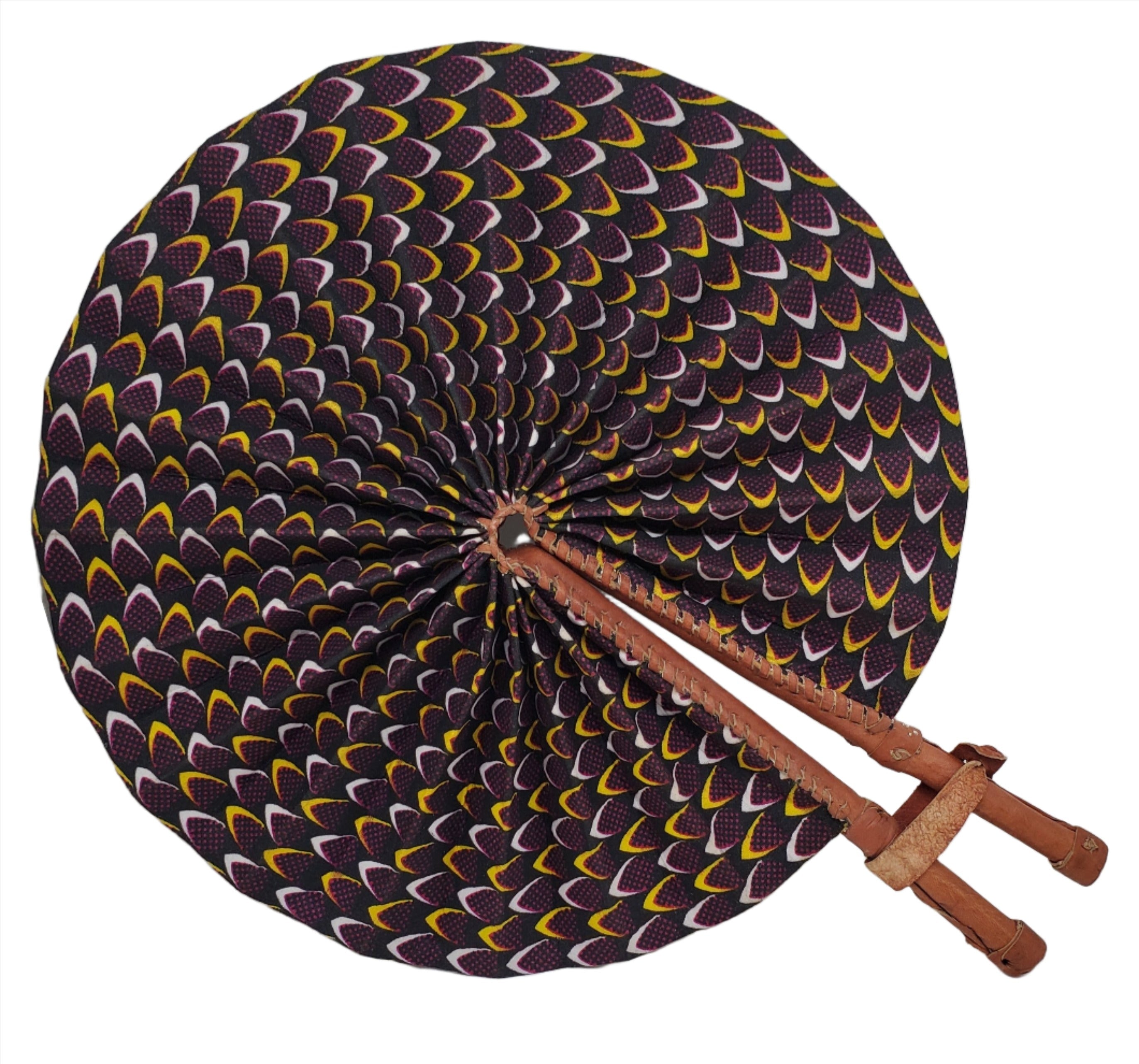 African Wax Print Fan, Handmade in Ghana