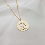 Star Of David Disk With Hebrew Name Necklace