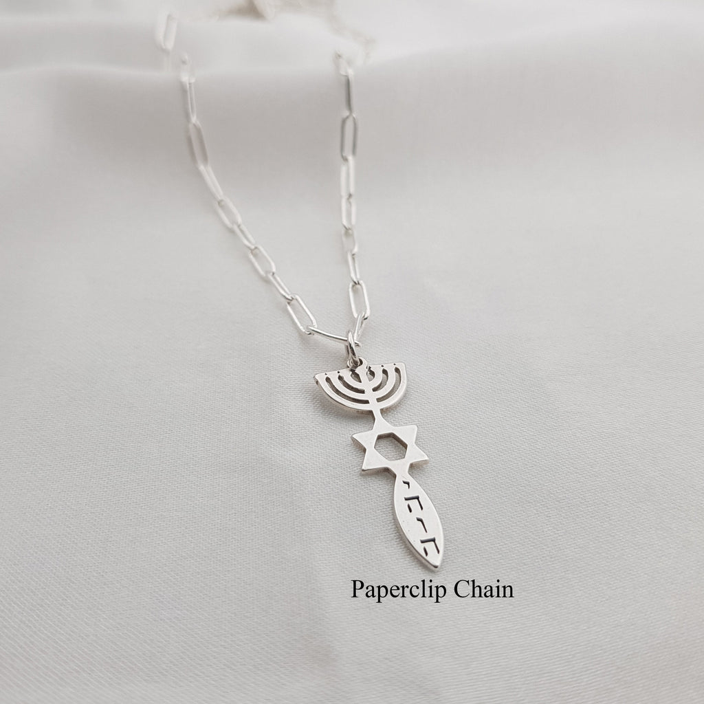 Star of David Menora Necklace