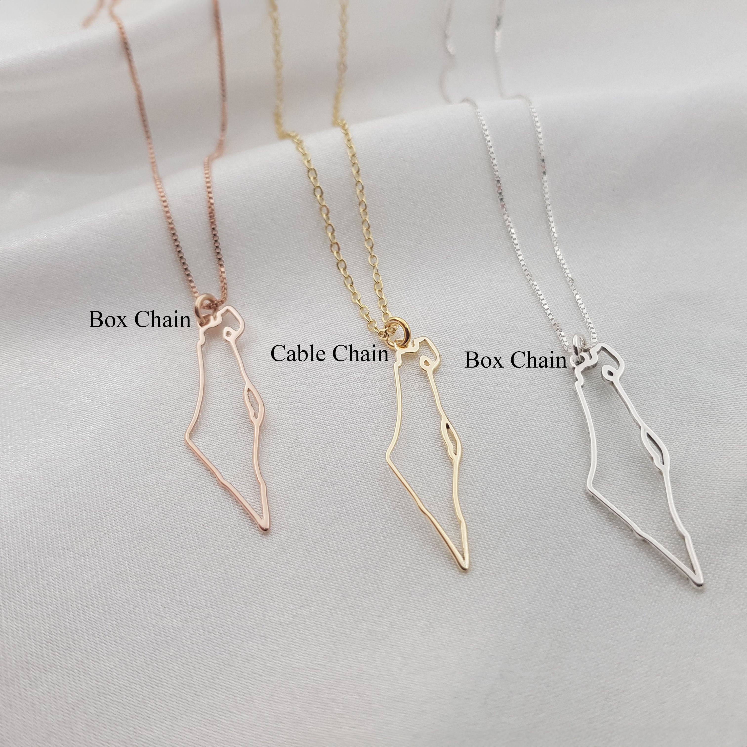 Israel Map Cutout Necklace