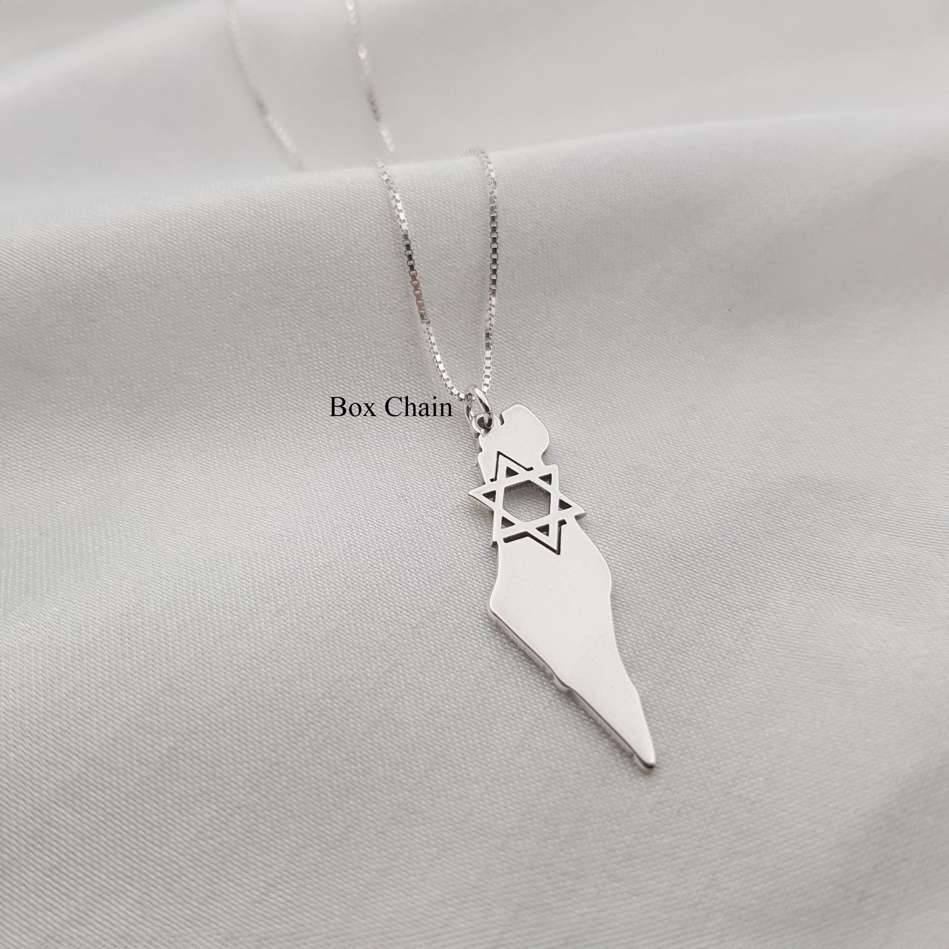 Israel Map Star of David Necklace
