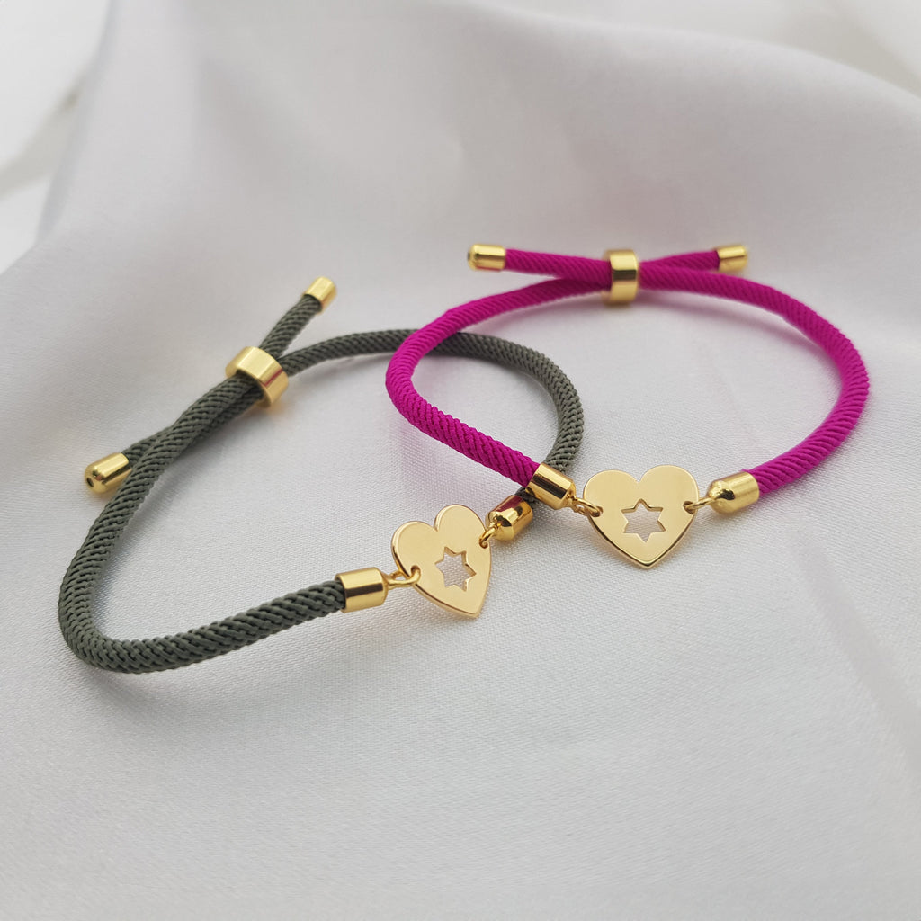 Magen David Heart Cord Bracelet