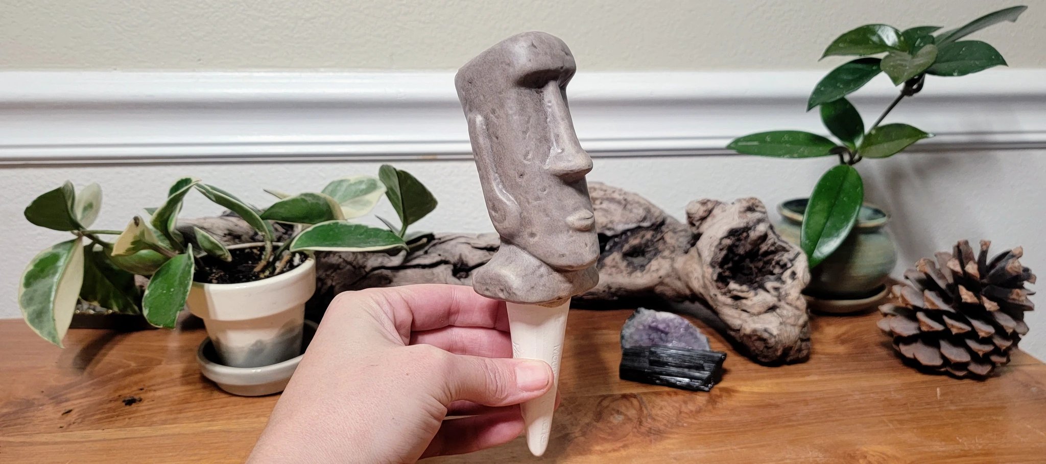 Moai Watering Spike by Mountain Mudworks