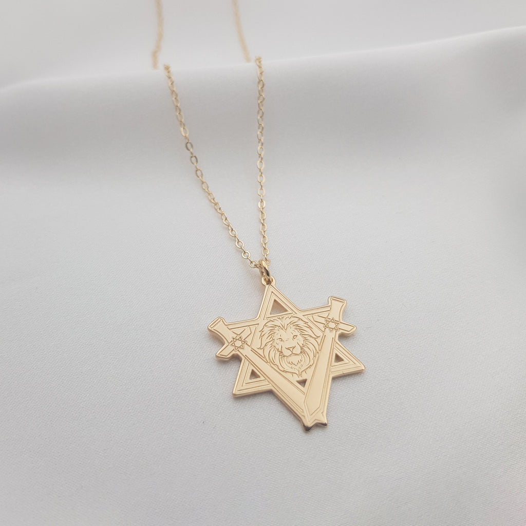 Star of David Lion Necklace