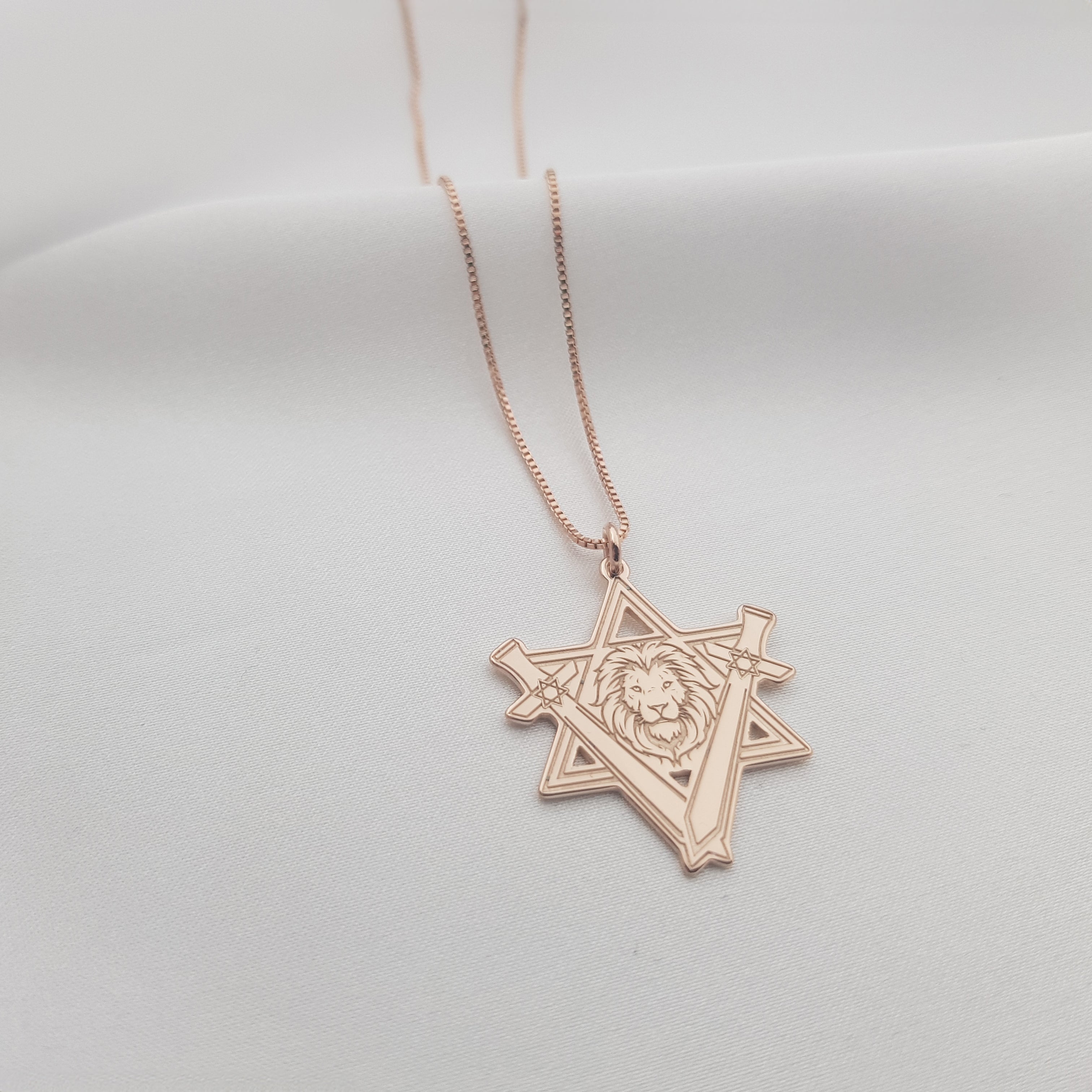 Star of David Lion Necklace