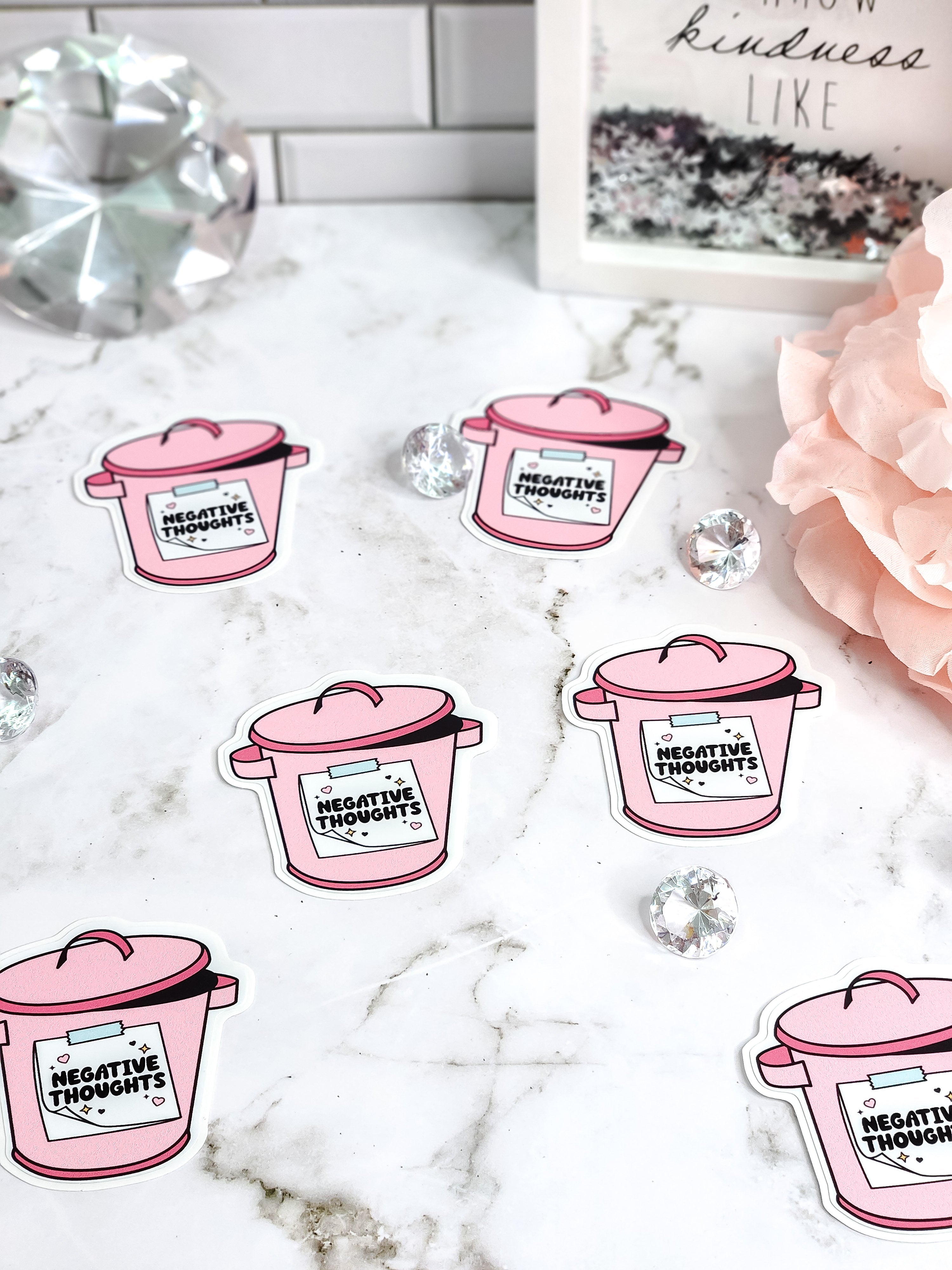 Negative thought trashcan sticker