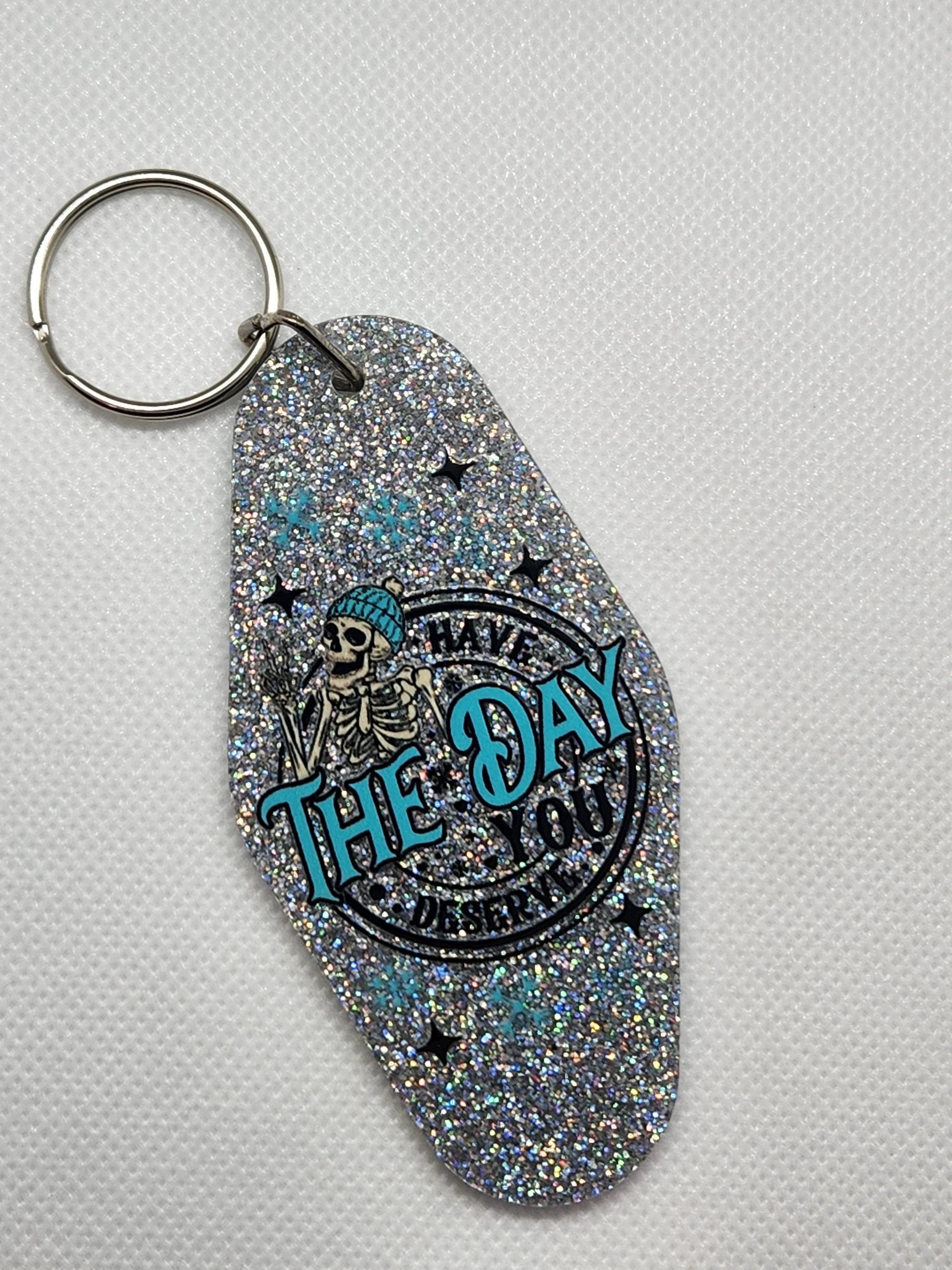 Have the Day You Deserve Motel Keychain by Hoosier Handkerchief Company