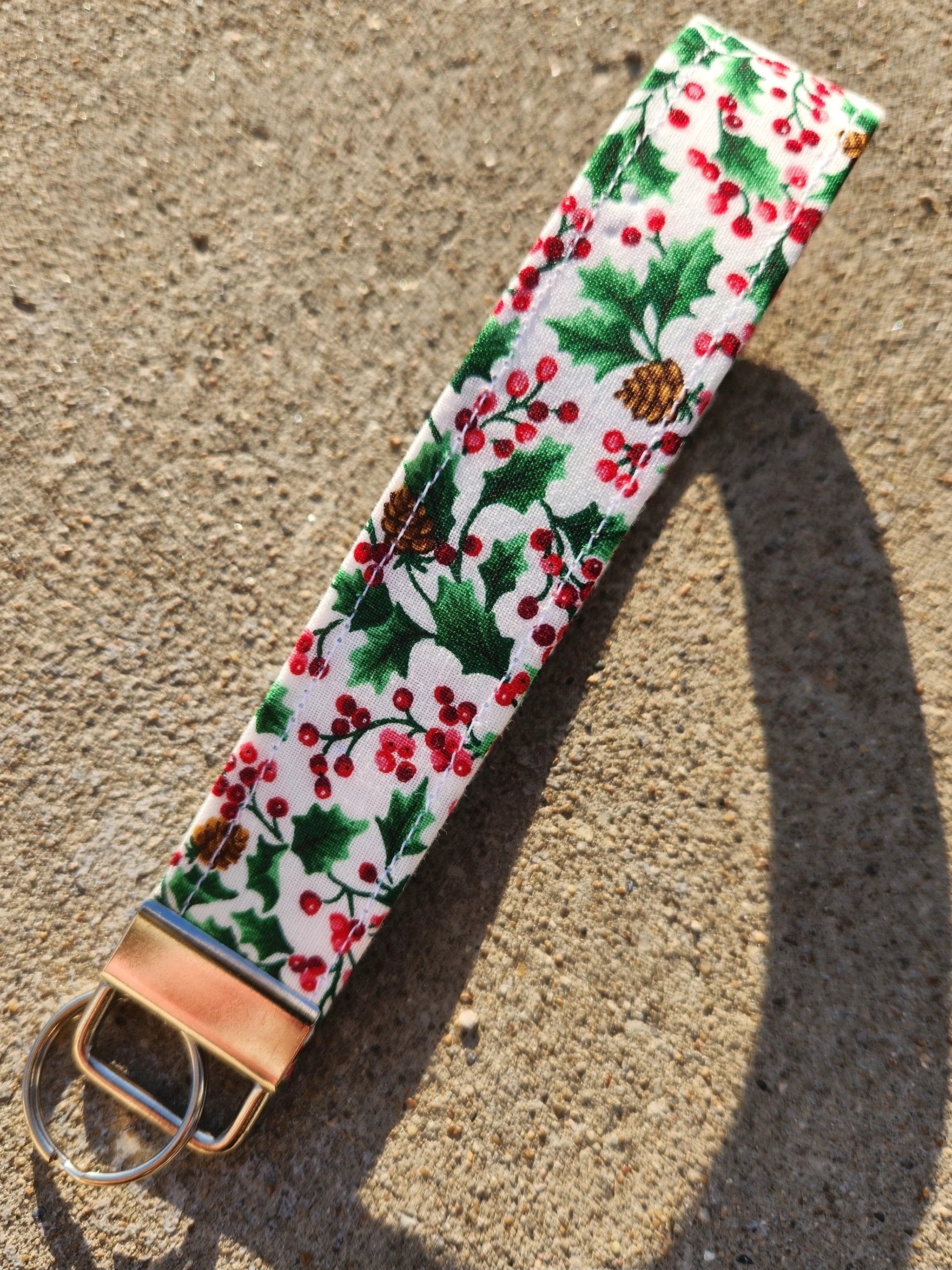 Christmas Festive Foliage Keyfob Wristlet by Hoosier Handkerchief Company