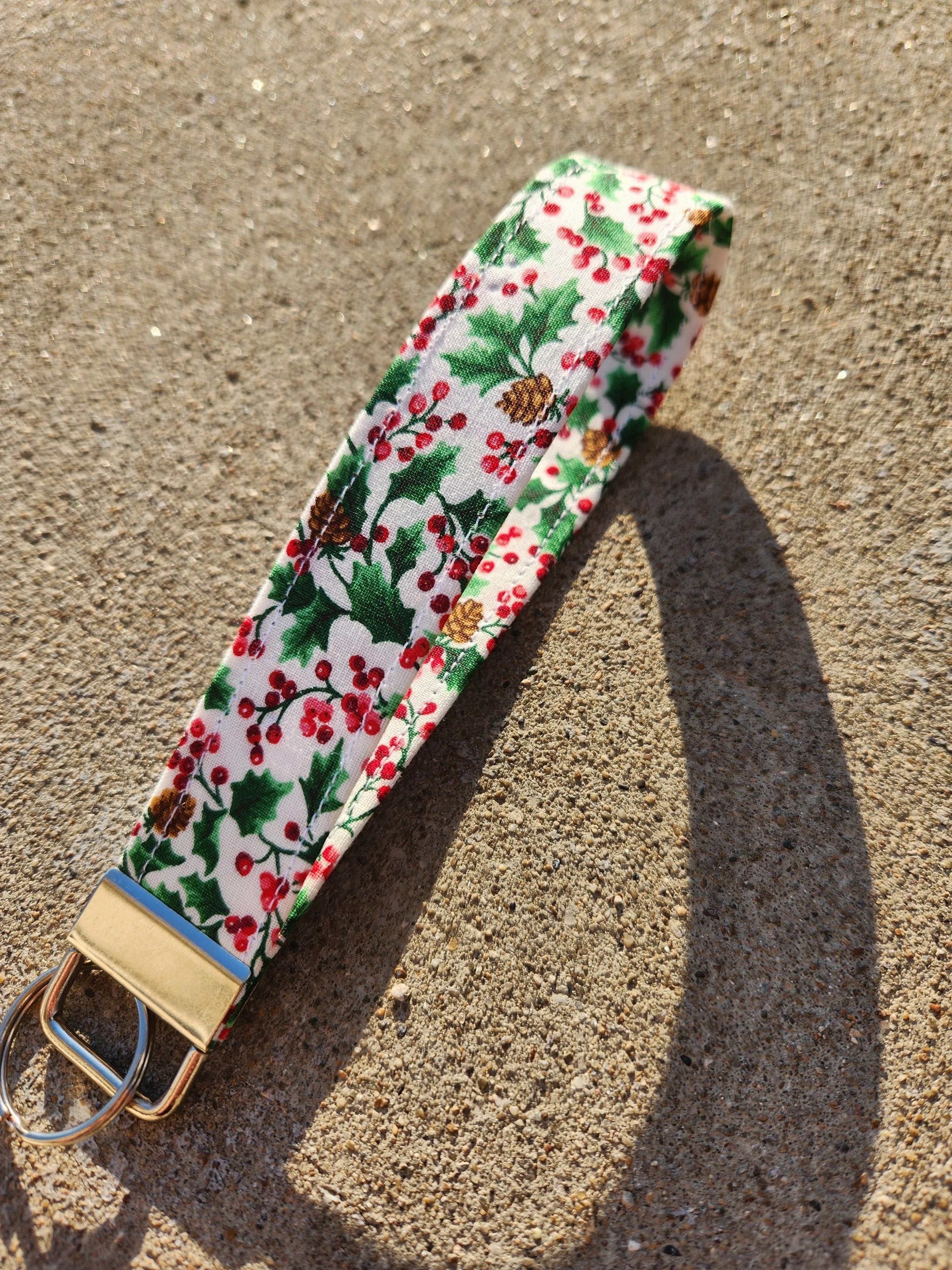 Christmas Festive Foliage Keyfob Wristlet by Hoosier Handkerchief Company