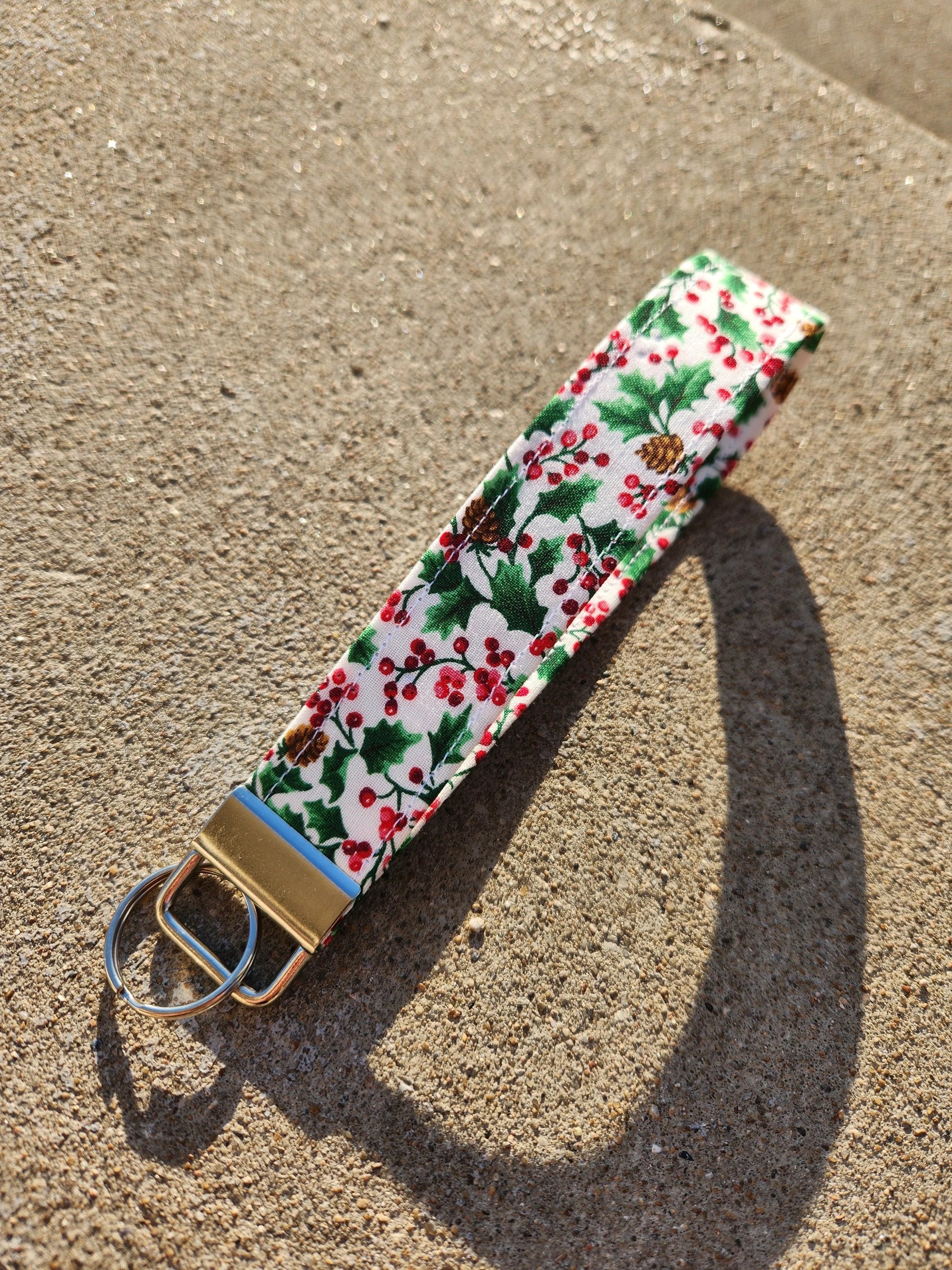 Christmas Festive Foliage Keyfob Wristlet by Hoosier Handkerchief Company