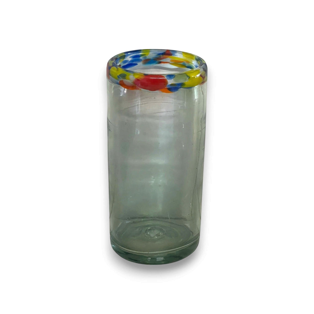 Hand Blown Colorful Tumbler Glass | Confetti Rim