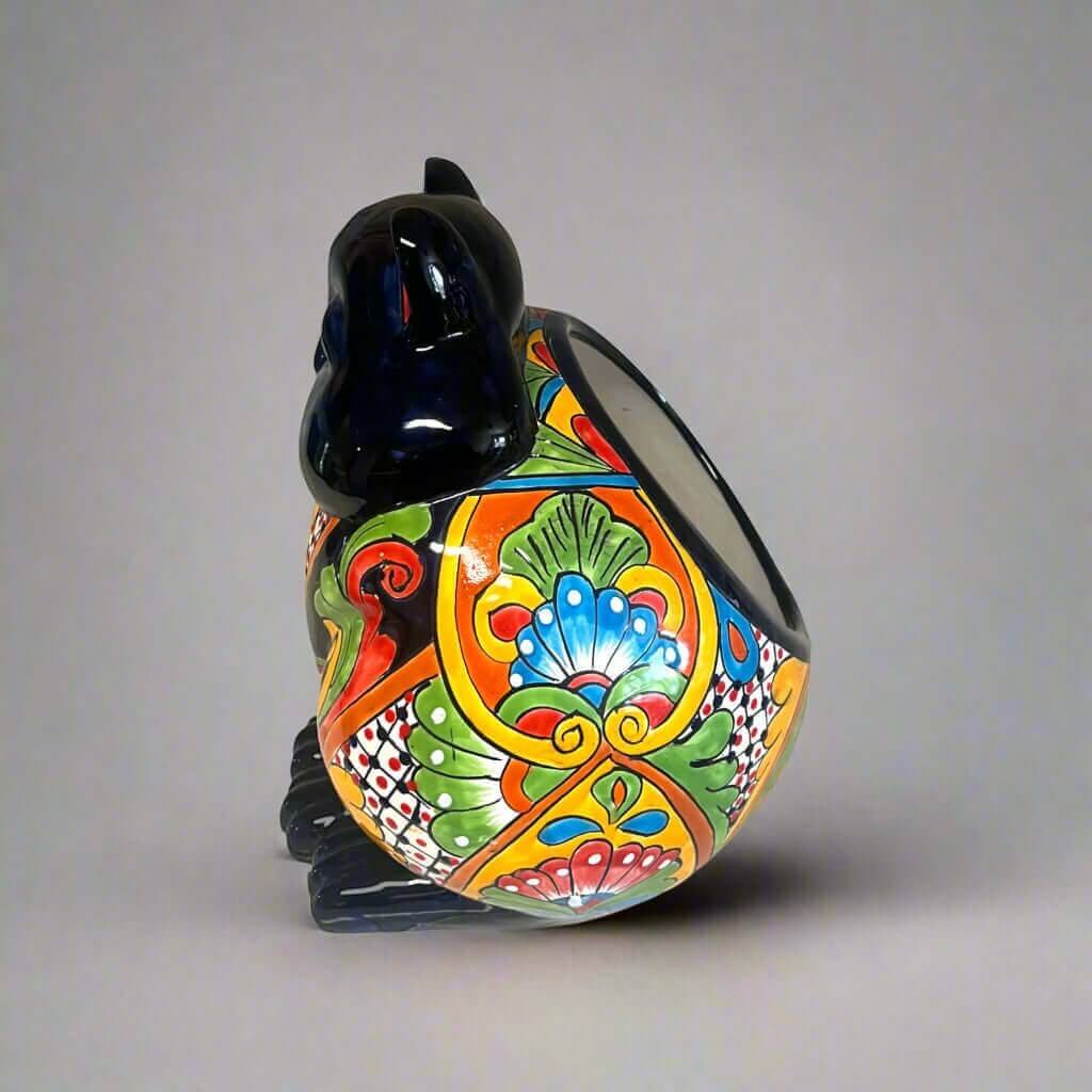 Fat Cat Talavera Planter | Handmade Mexican Pottery