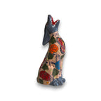 Talavera Howling Coyote Statue | Handmade Mexican Desert Animal Decor