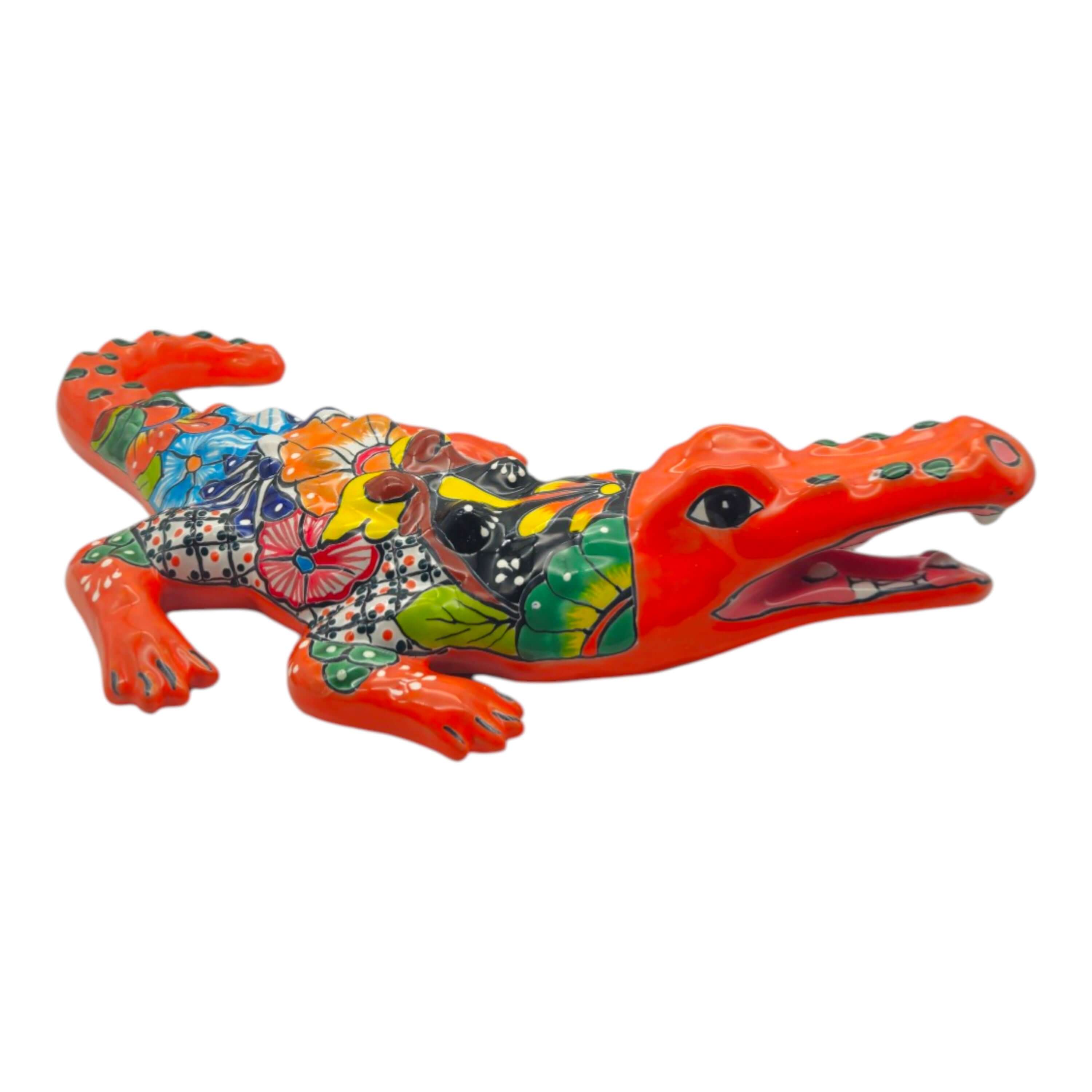 Vibrant Talavera Alligator | Large Mexican Handmade Ceramic Reptile Art